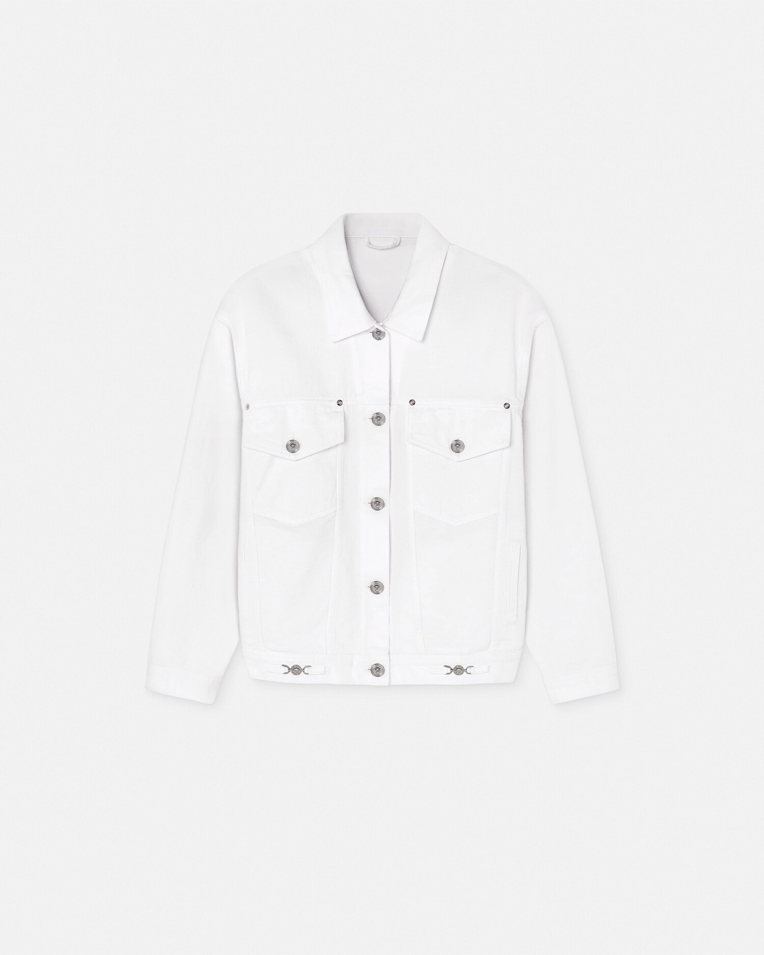 Versace Barocco Sea Oversized Denim Jacket In White+print