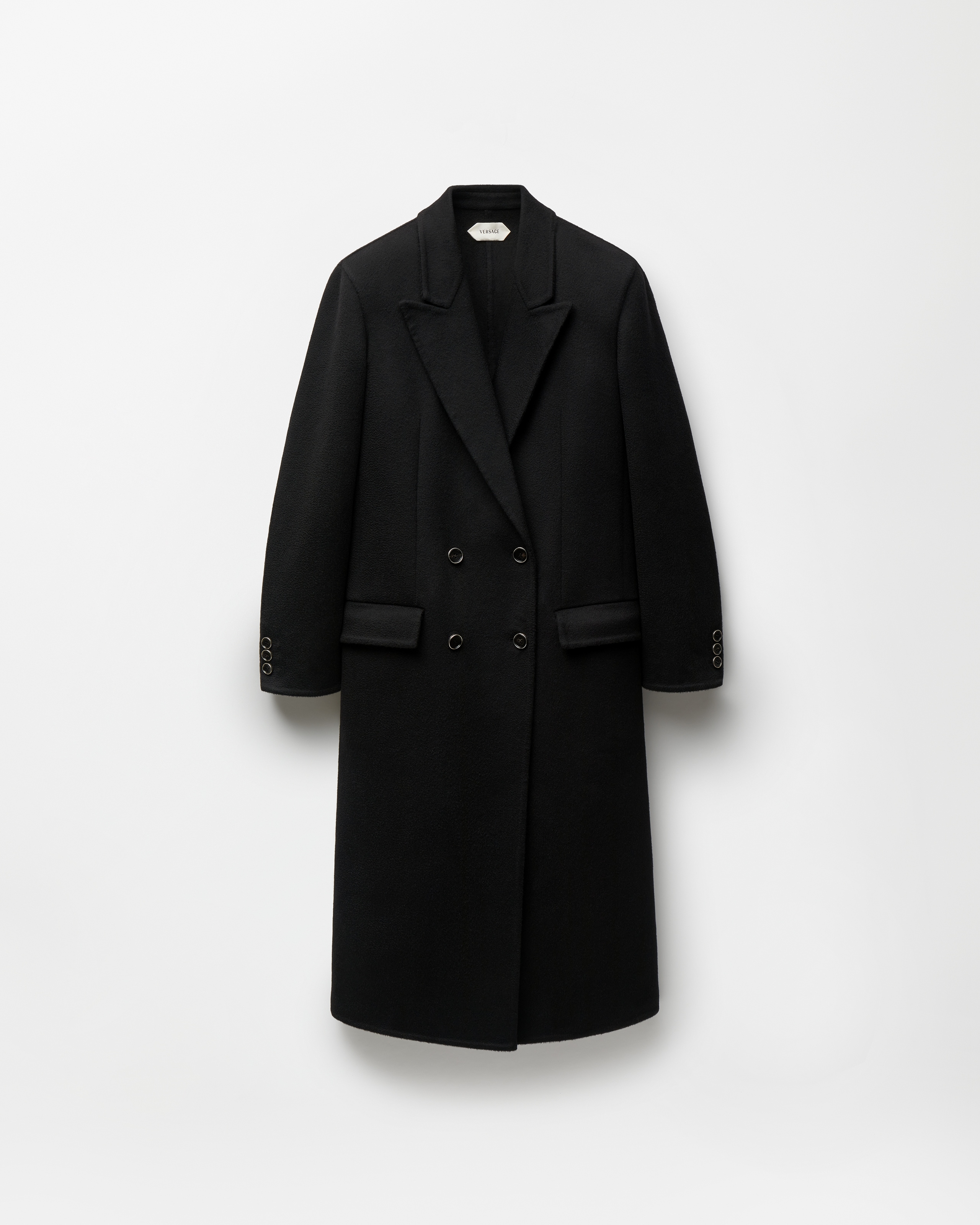 Versace Double-wool & Cashmere Coat In Black