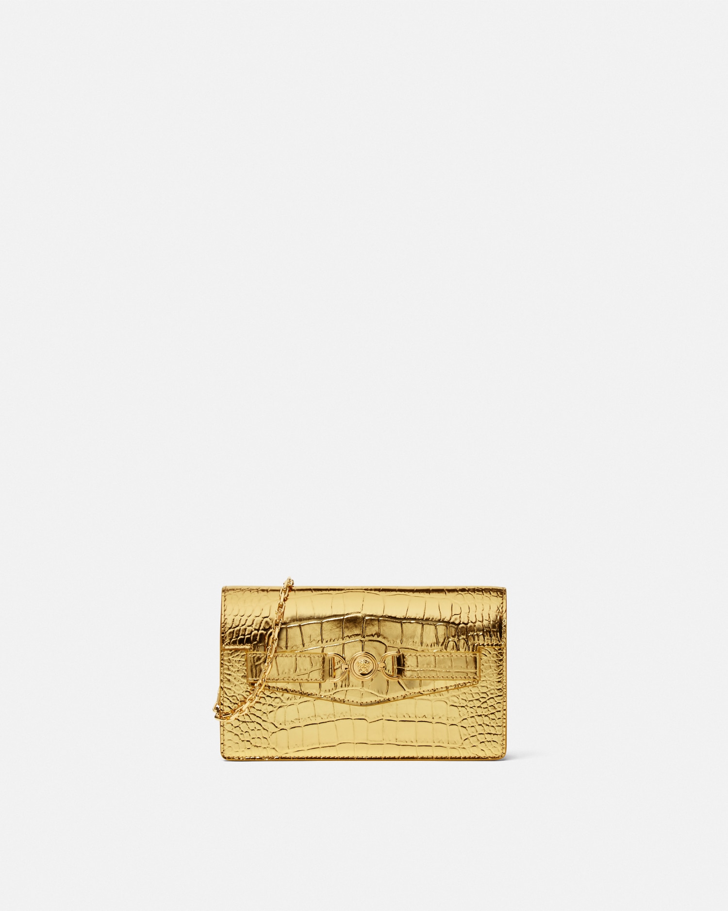 Versace Croc-effect Medusa '95 Clutch In Gold