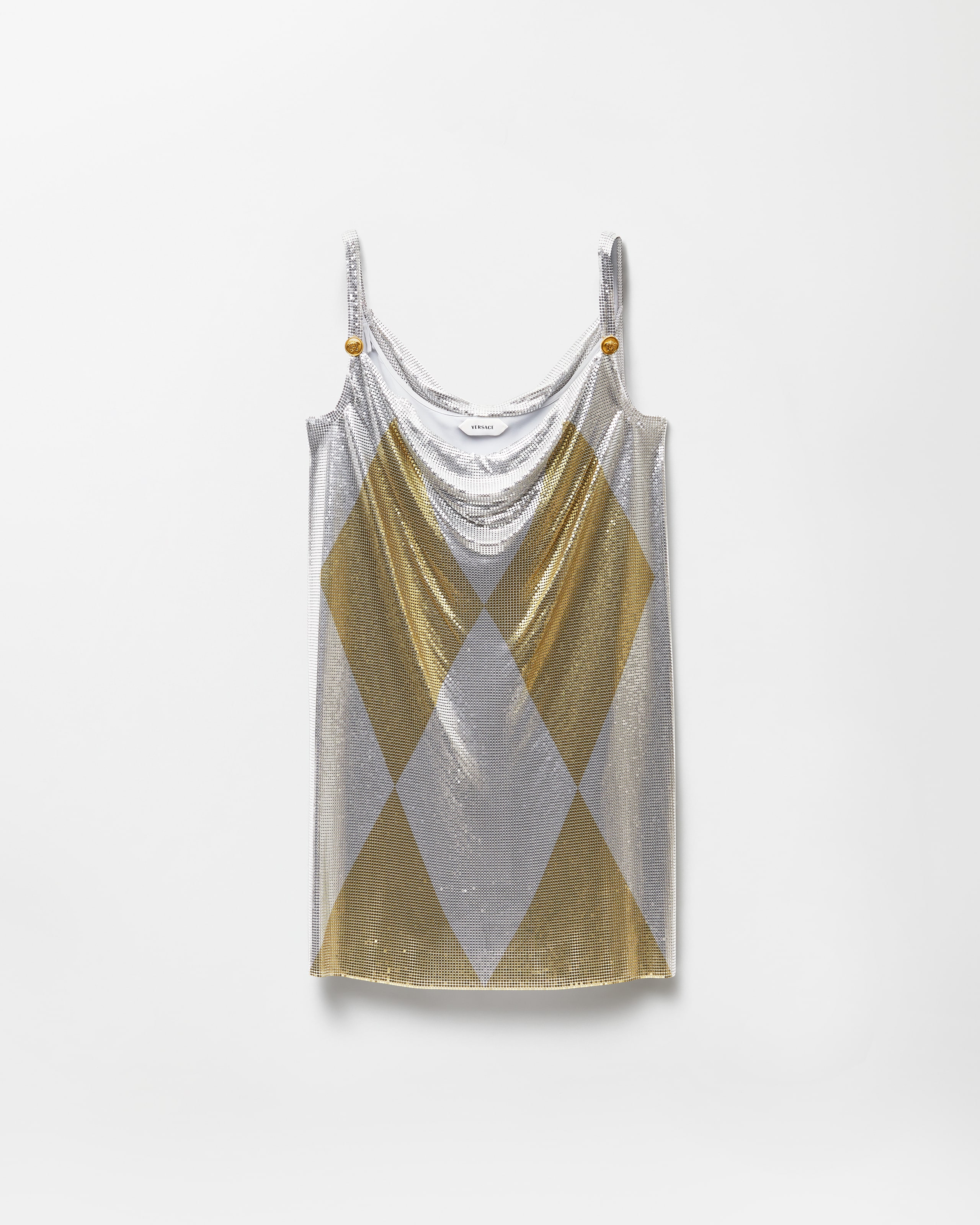 Versace Mini Robe En Maille Métallisée In Multi