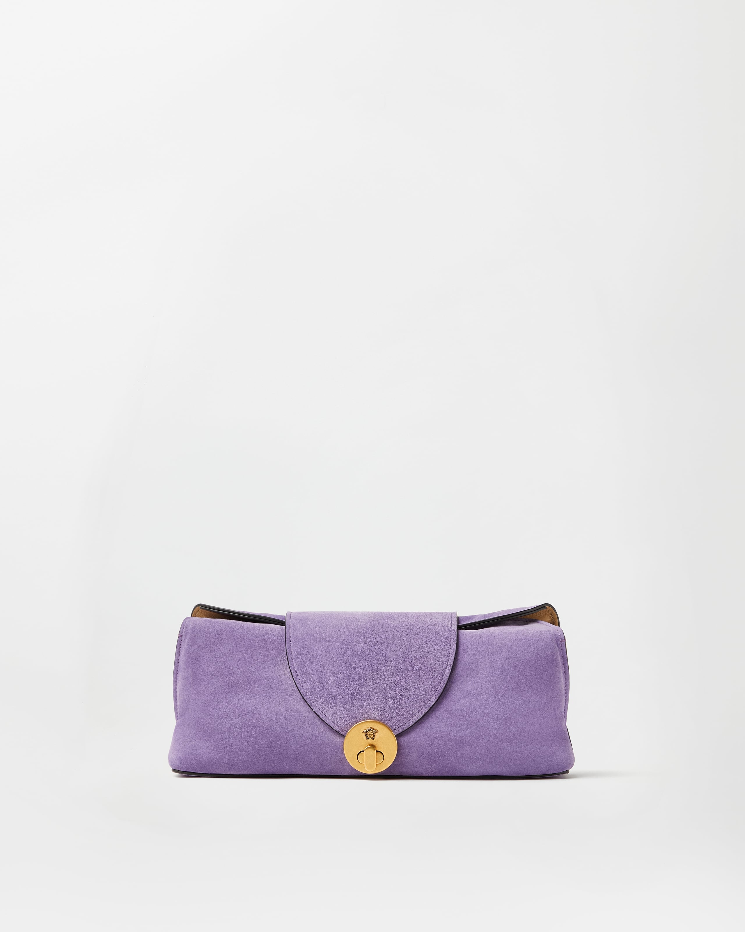 Versace Vivian Suede Clutch In Purple