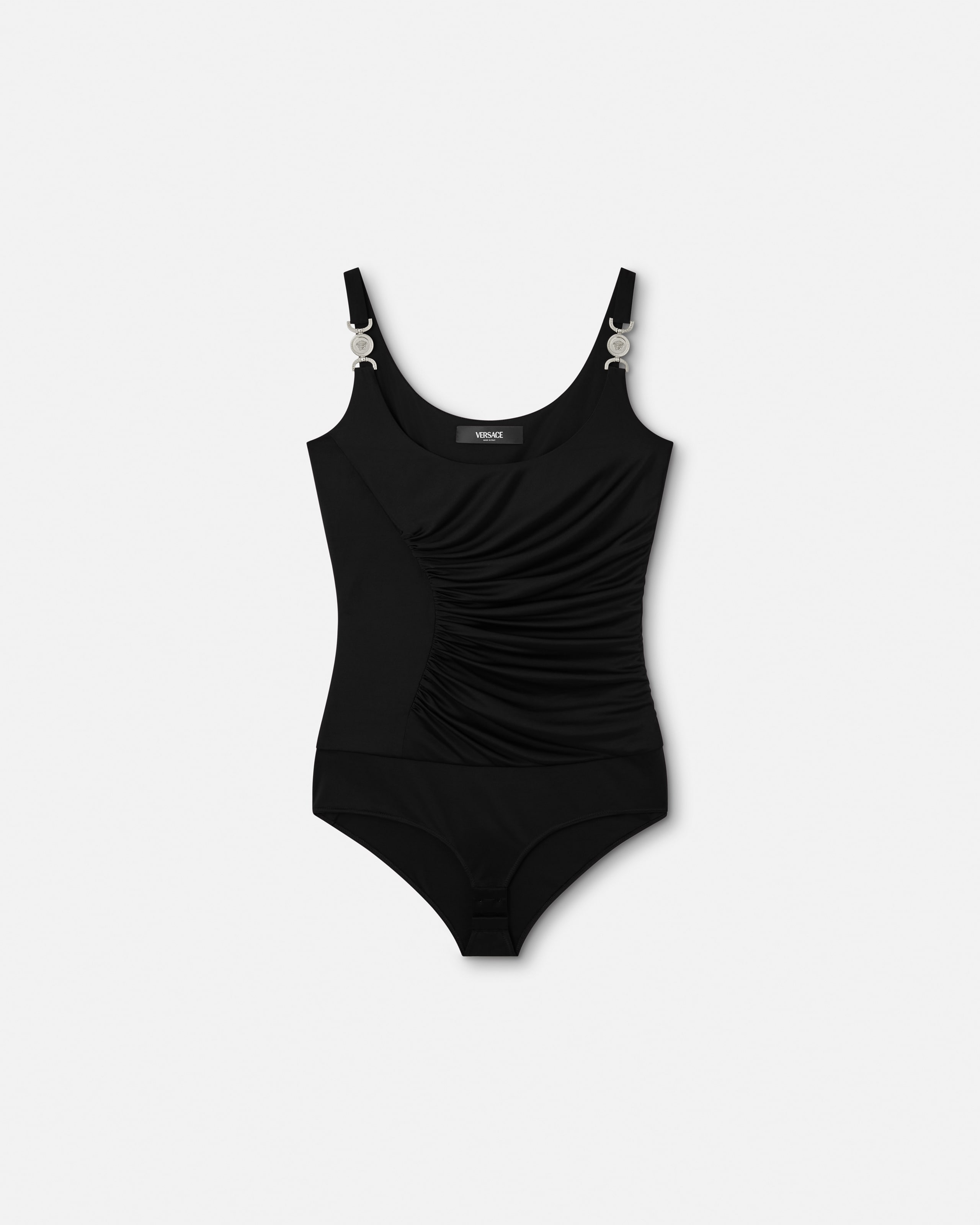 Versace Stretch Crêpe Jersey Bodysuit In Black