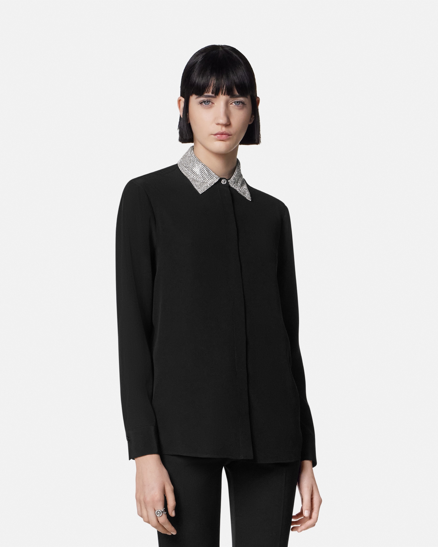 Crystal Silk Crêpe Fitted Shirt