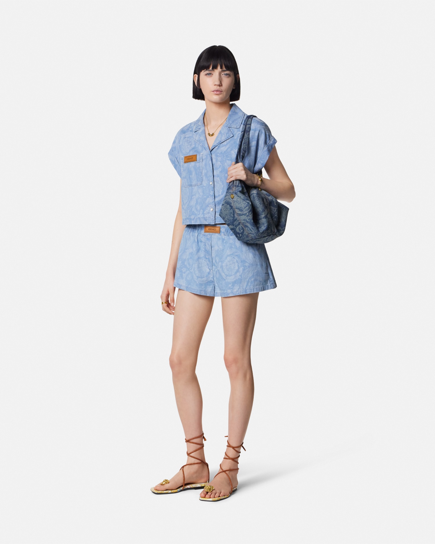Versace Short Boxer En Chambray Jacquard Barocco