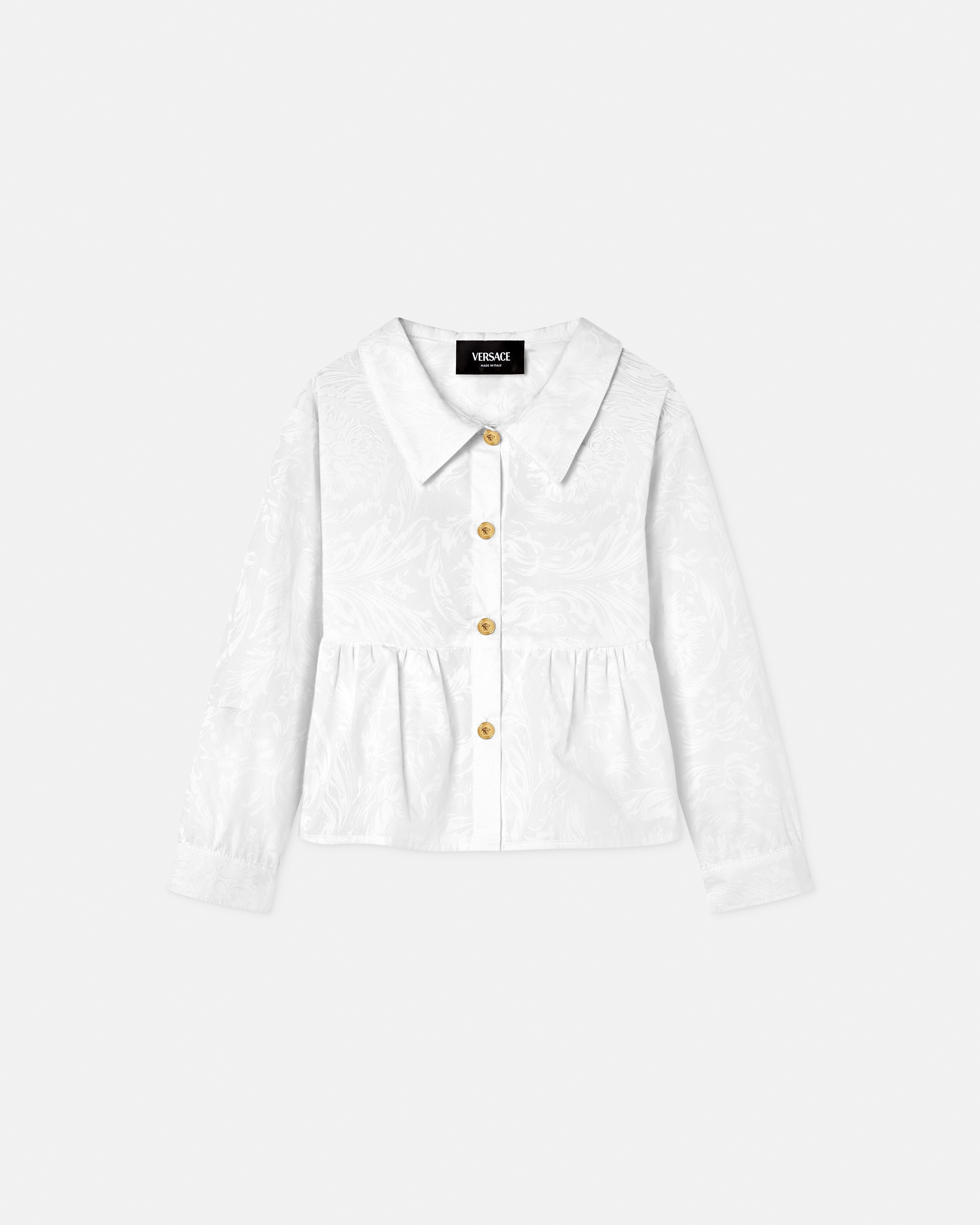 Versace Chemise En Popeline De Coton Jacquard Kids In White