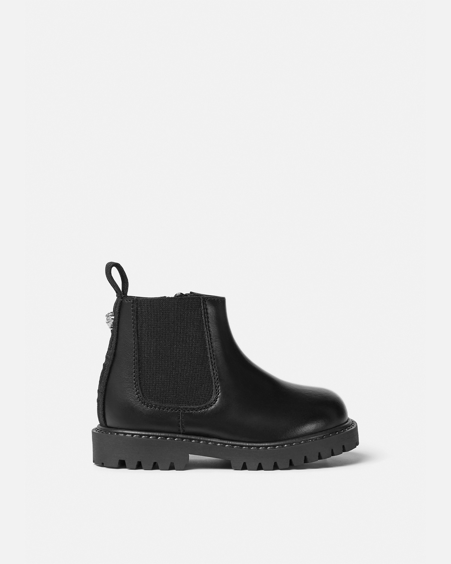 Versace Medusa Leather Baby Ankle Boots In Black