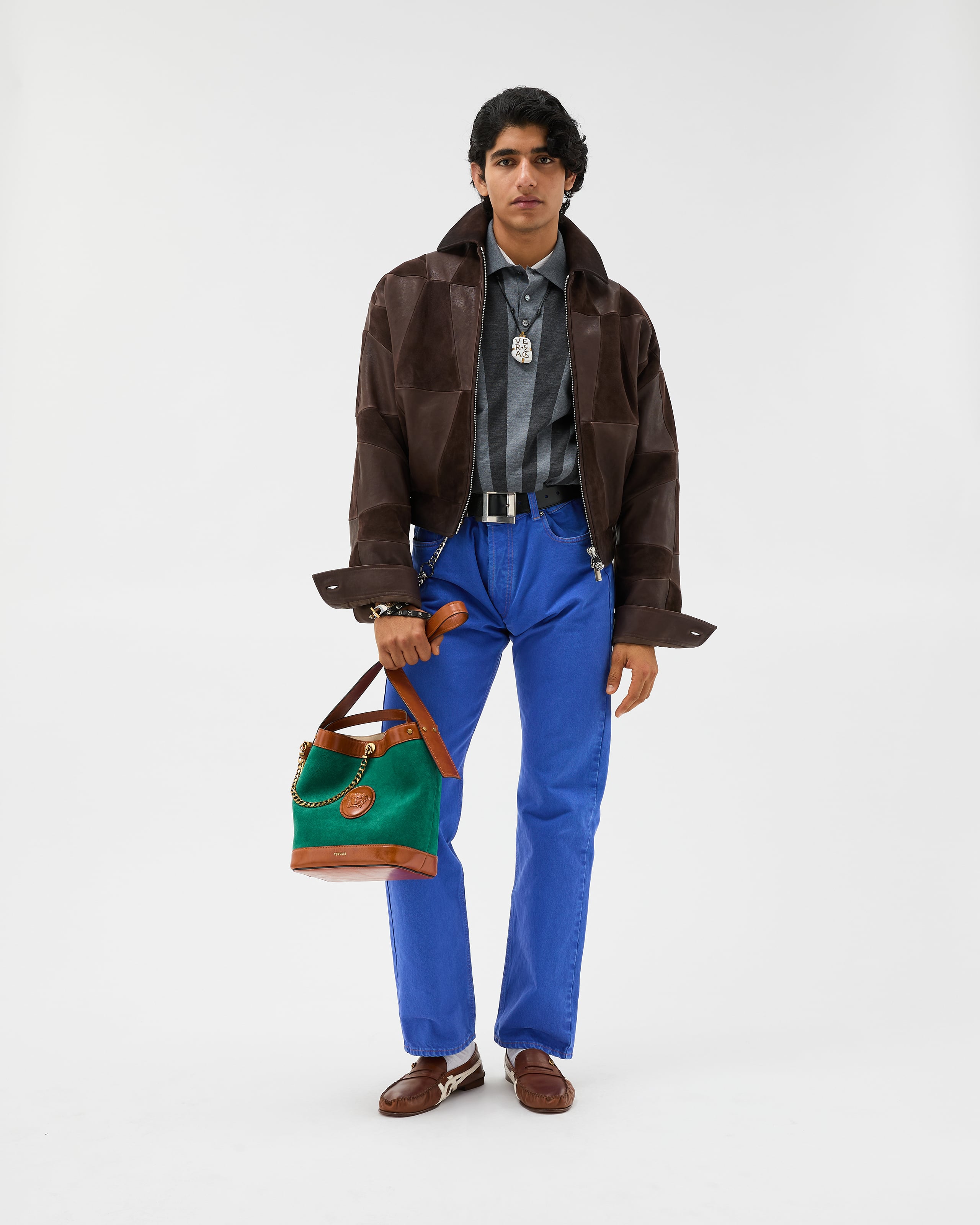 ジャケット・アウター SUAVELE ARTIFICIAL LEATHER BLOUSON Leather Blouson Brown | VERSACE ZA