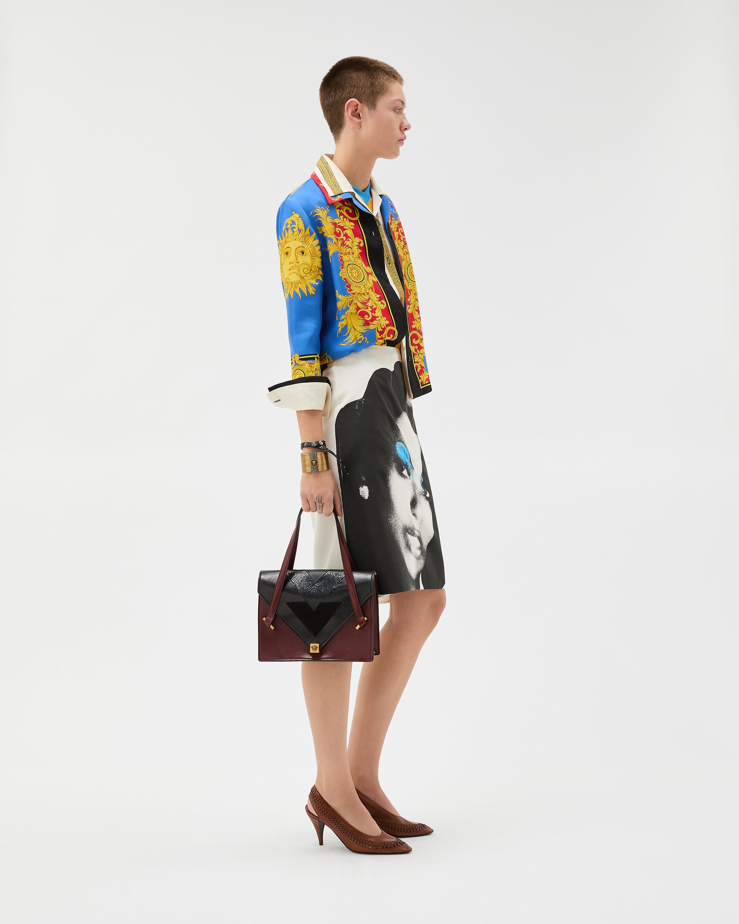 Versace Severine Python-effect Leather Shoulder Bag In Multi