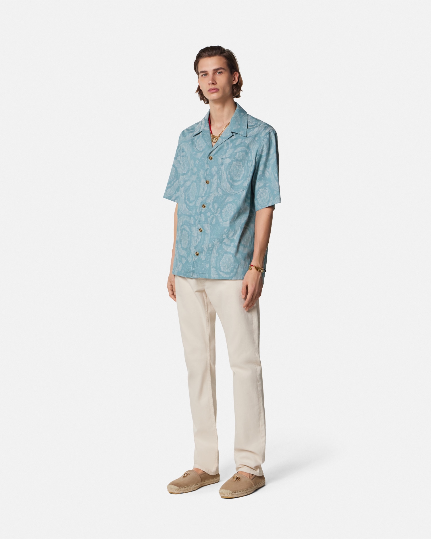 Barocco Jacquard Chambray Denim Shirt