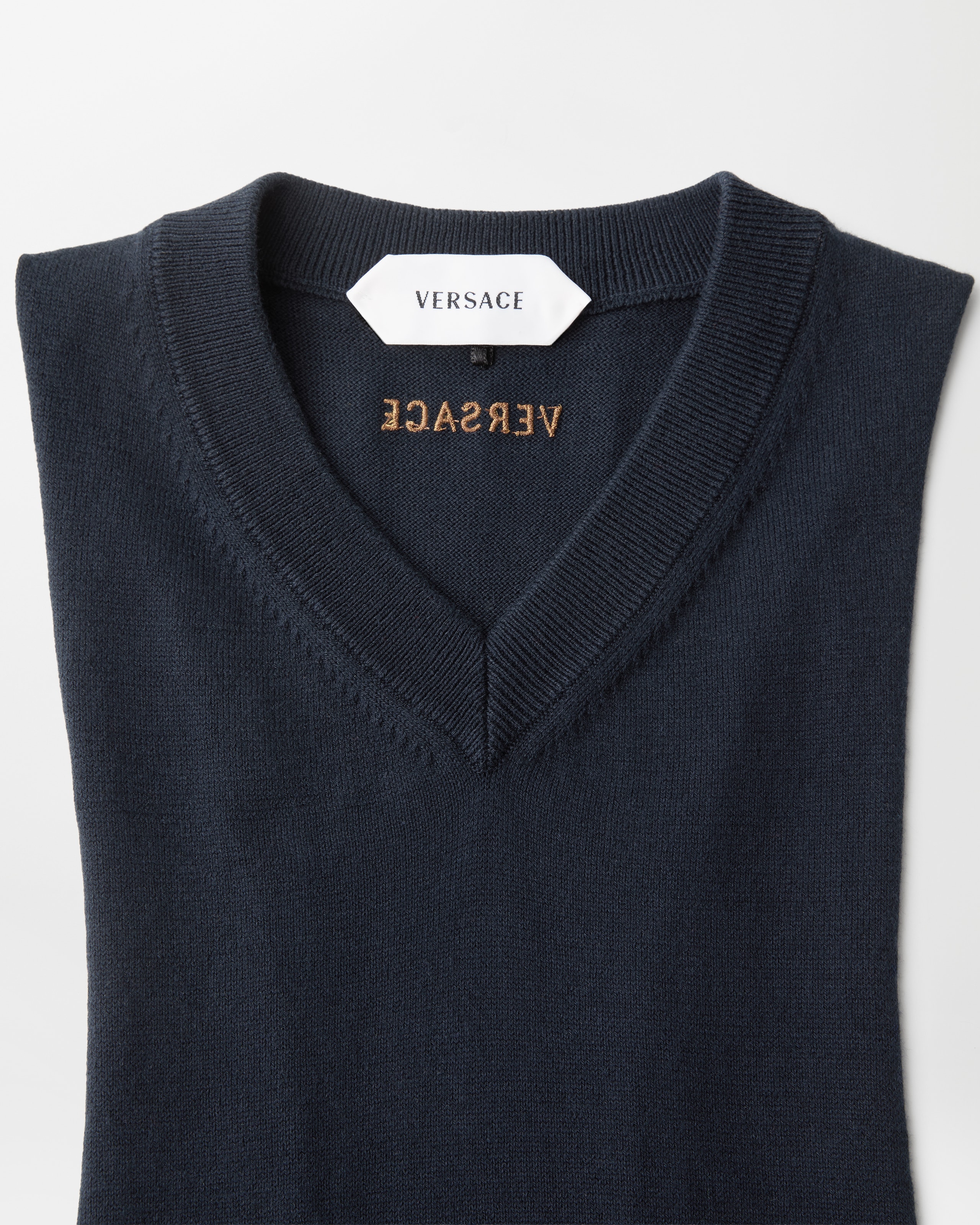 Cotton Knit Tank Top Blue | VERSACE US