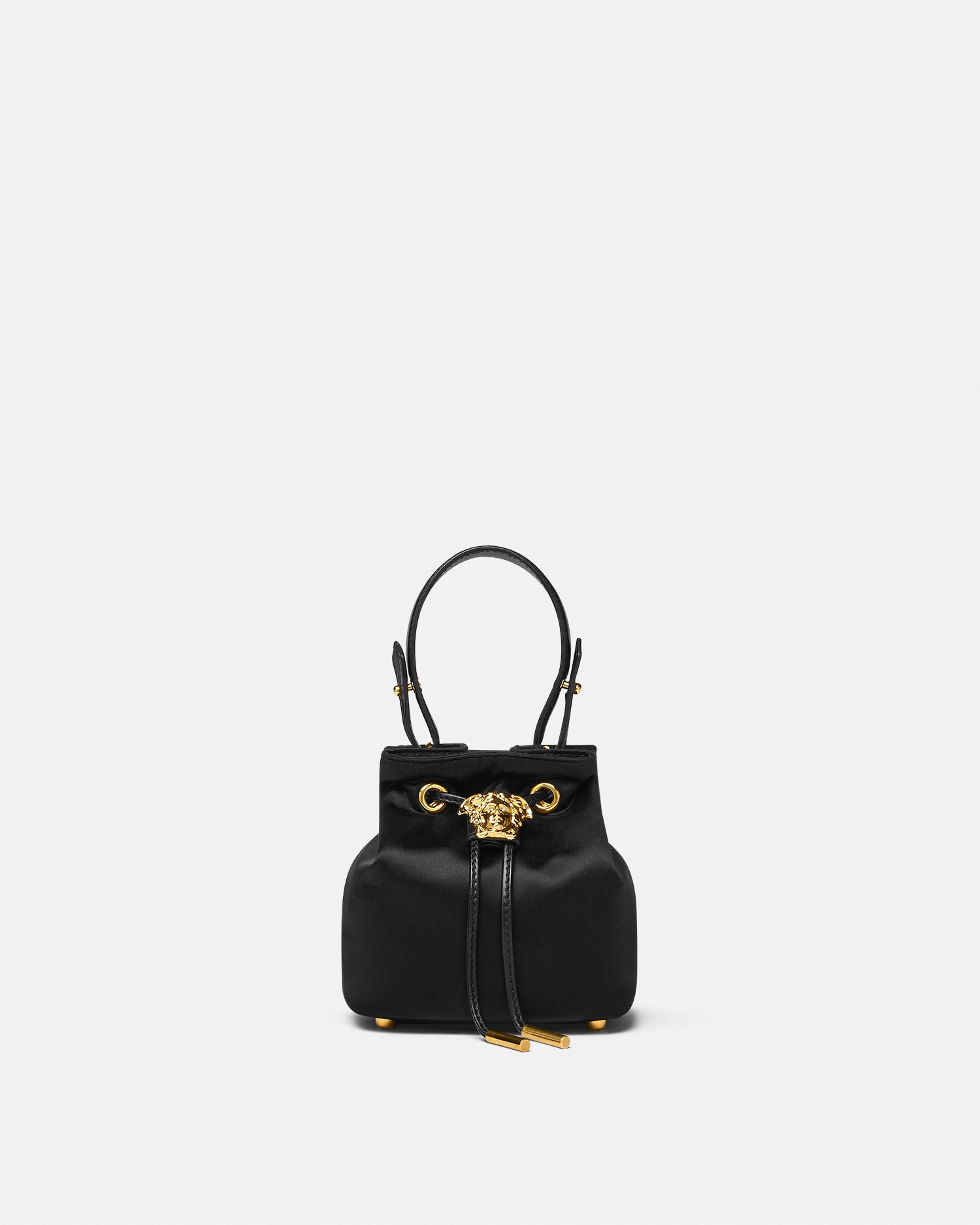 Versace Mini Sac Seau En Satin La Medusa In Noir+or