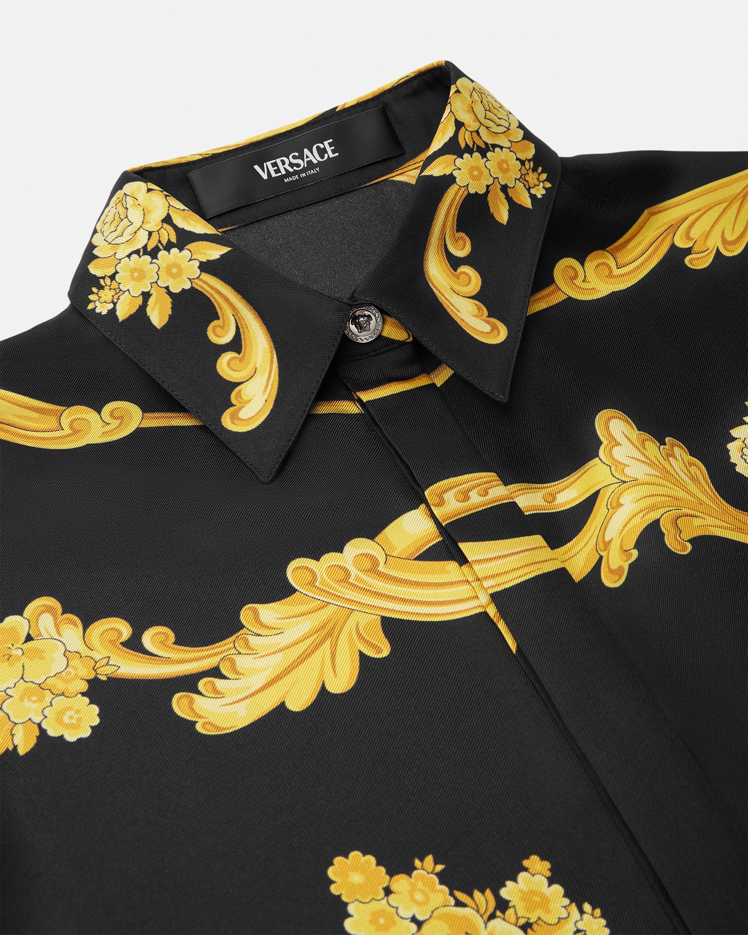 Versace Medusa Cameo Print Silk Dress In Black+print