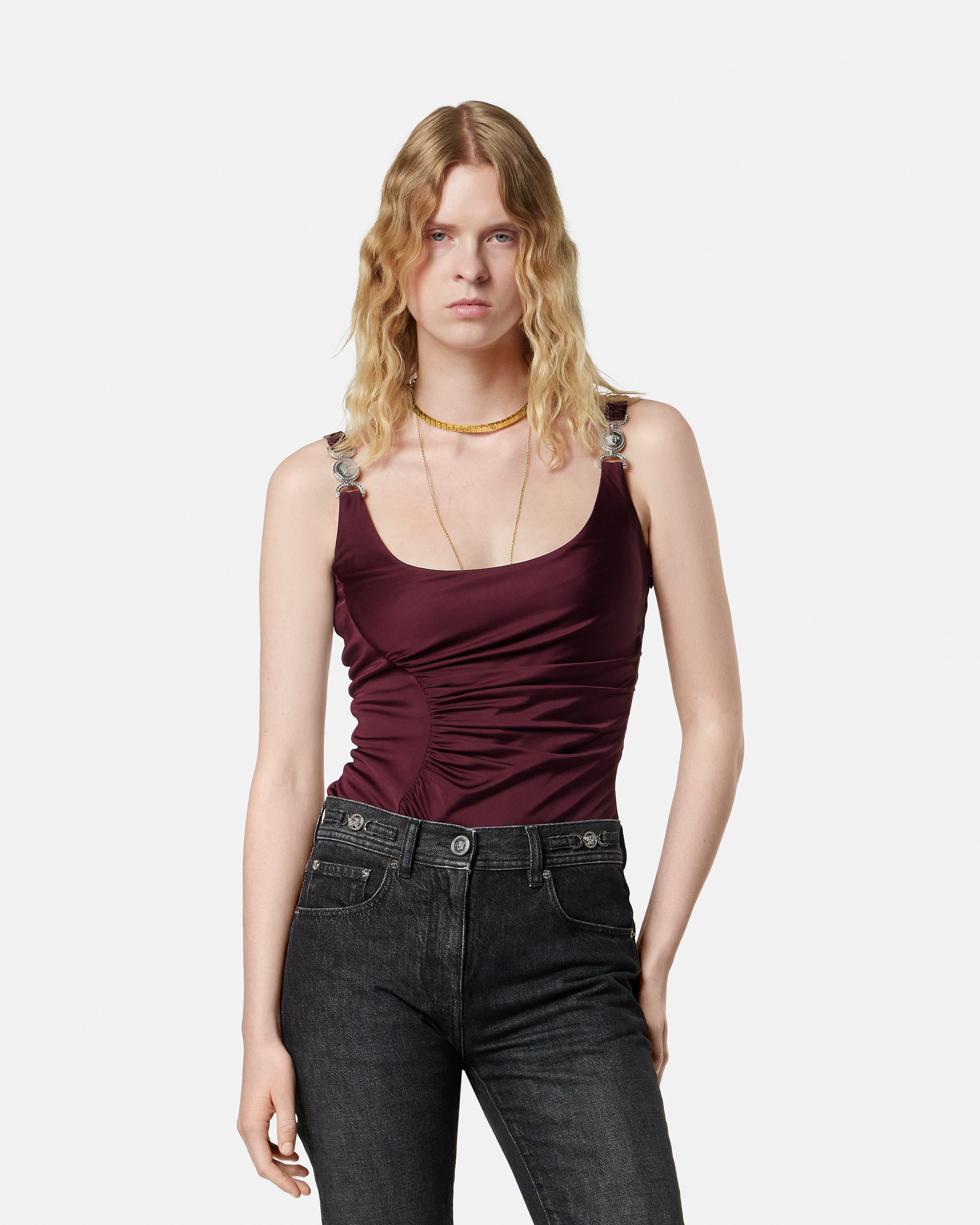 Viscose-Jersey Draped Bodysuit