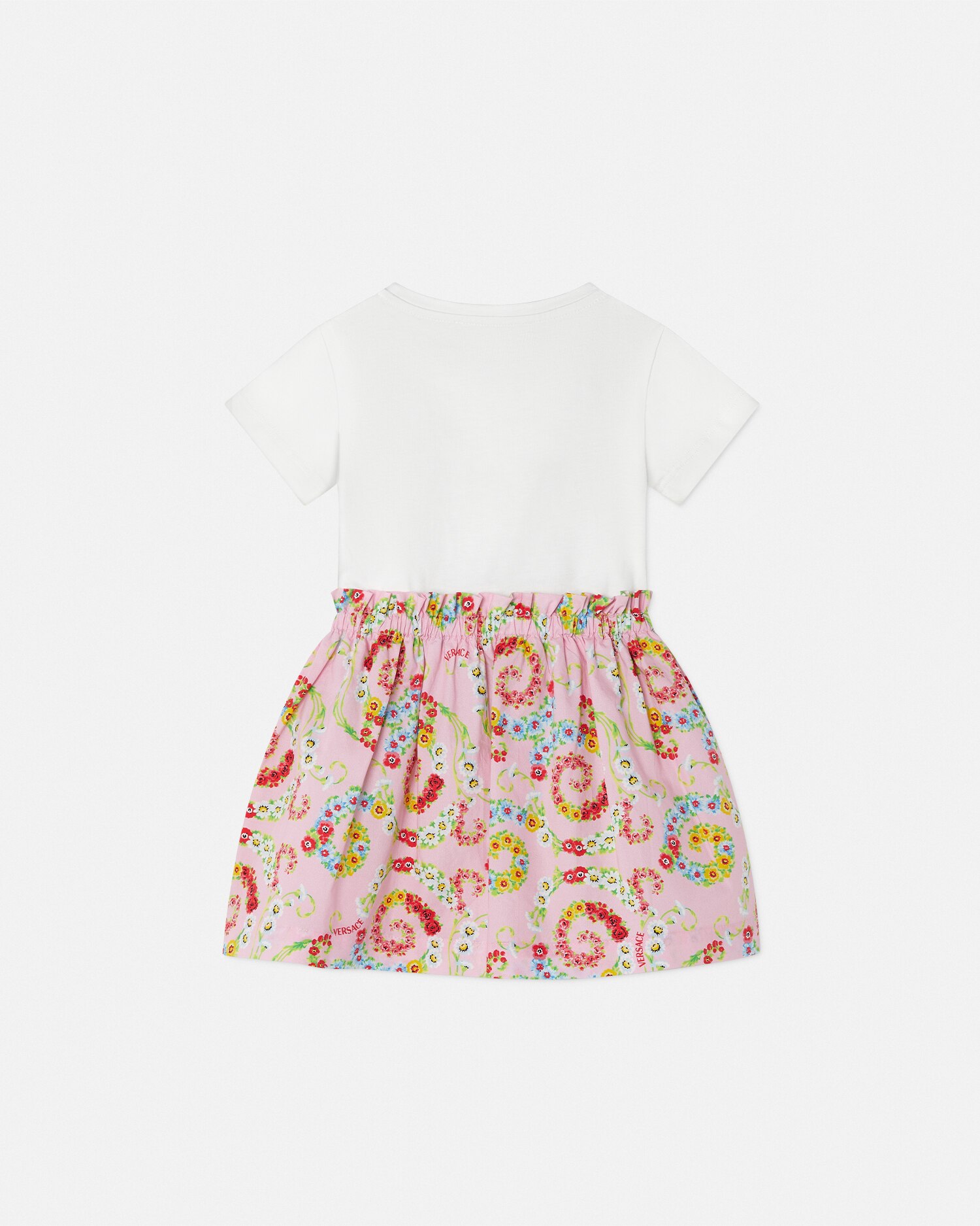 Versace Floral Swirl Baby T-shirt Dress In White+print
