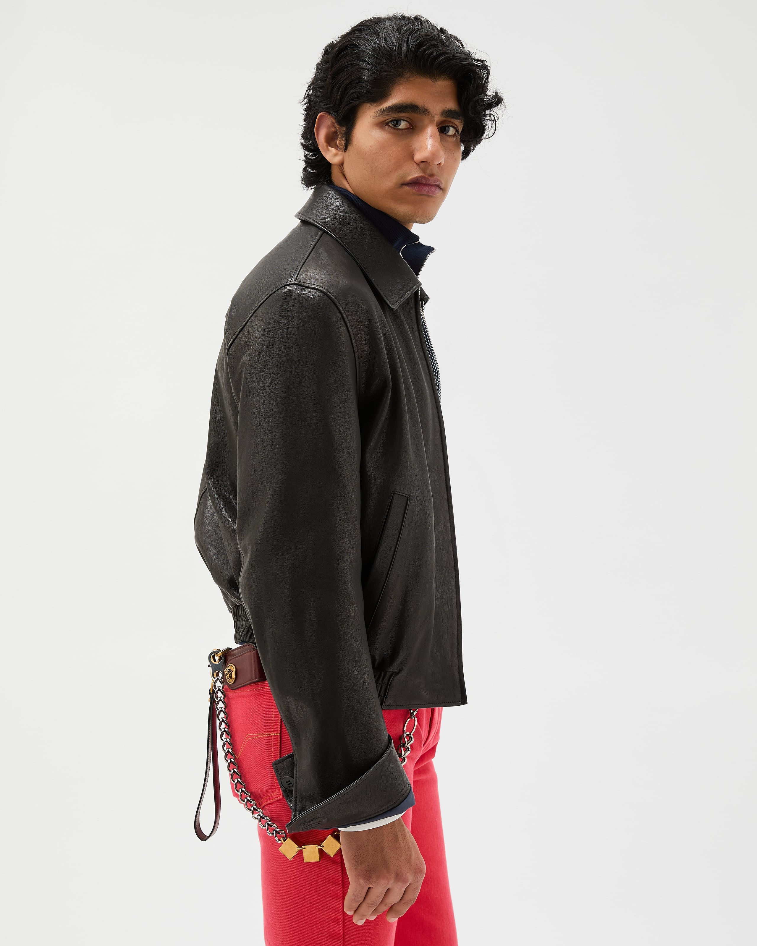 Leather Blouson Black | VERSACE US