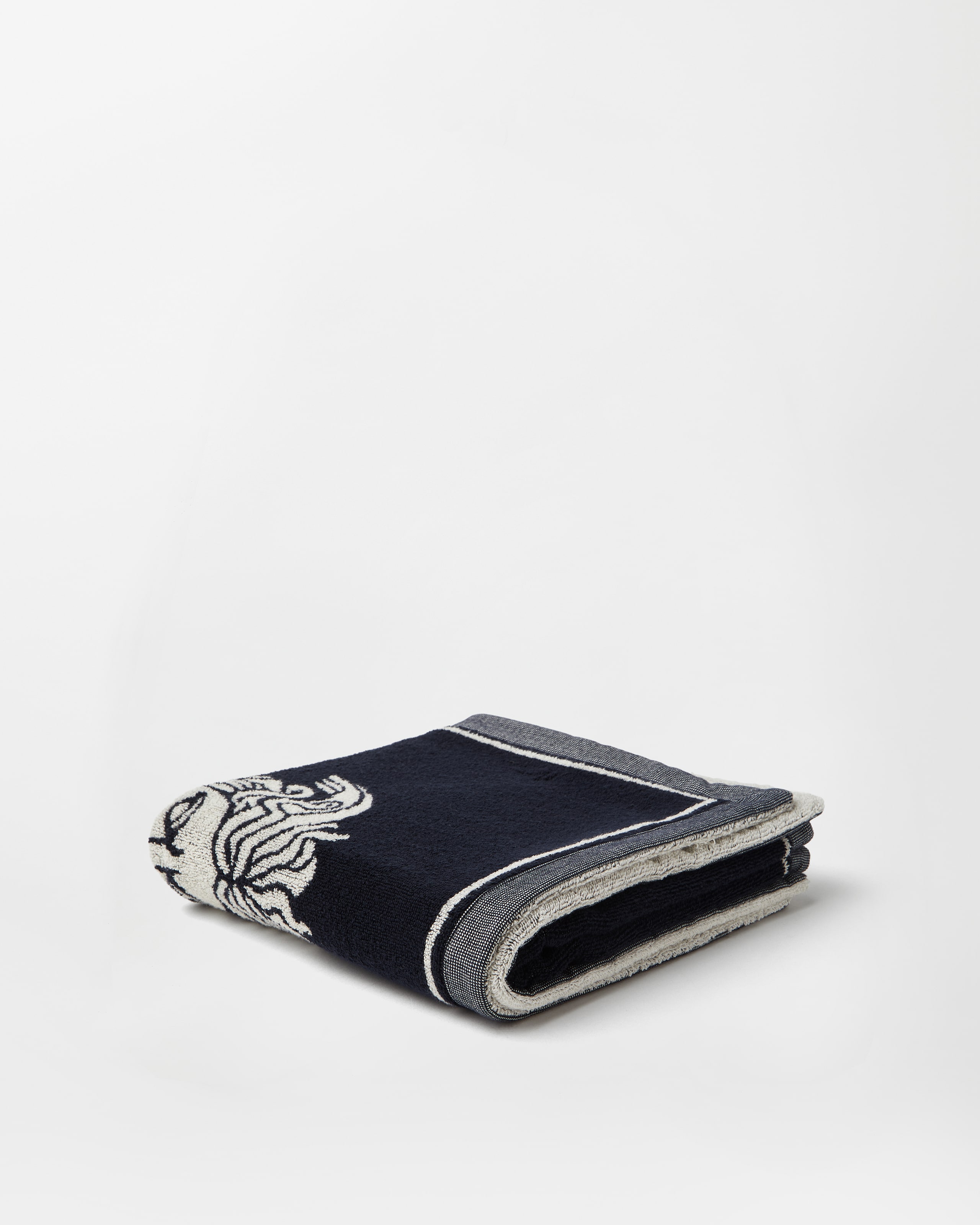 Cotton-Terry Jacquard Bath Towel Brown | VERSACE US