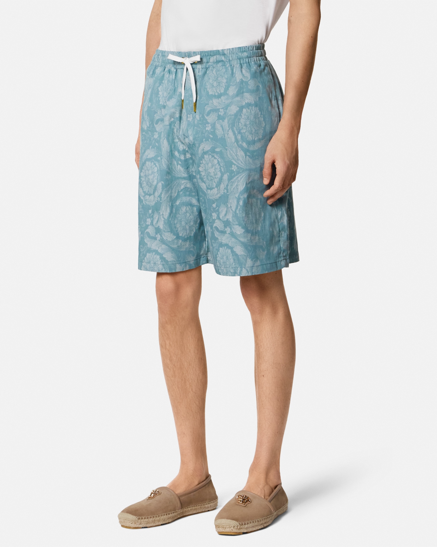 Barocco Jacquard Chambray Denim Shorts
