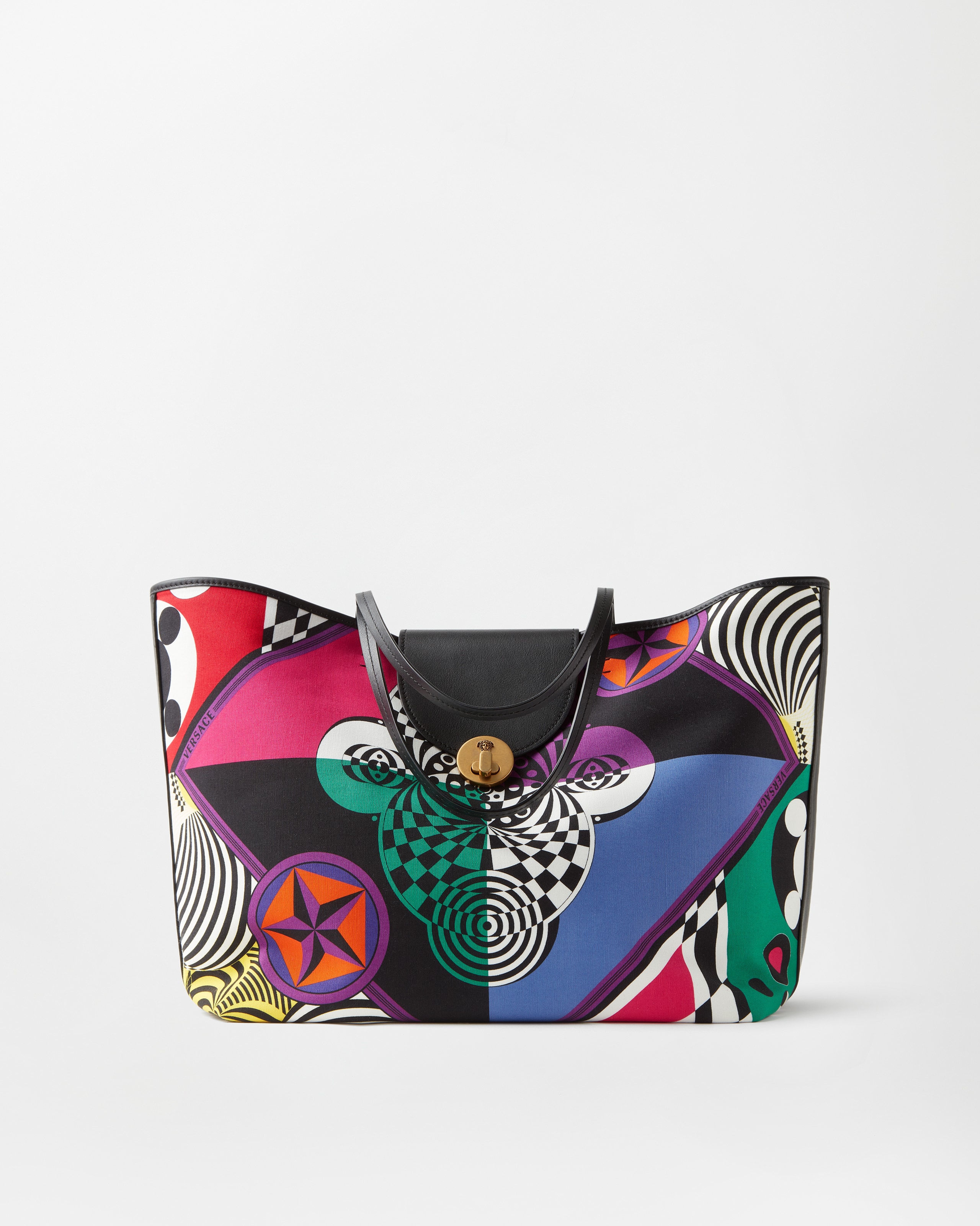 Versace Vivian Printed Large Canvas Tote In Multicolor