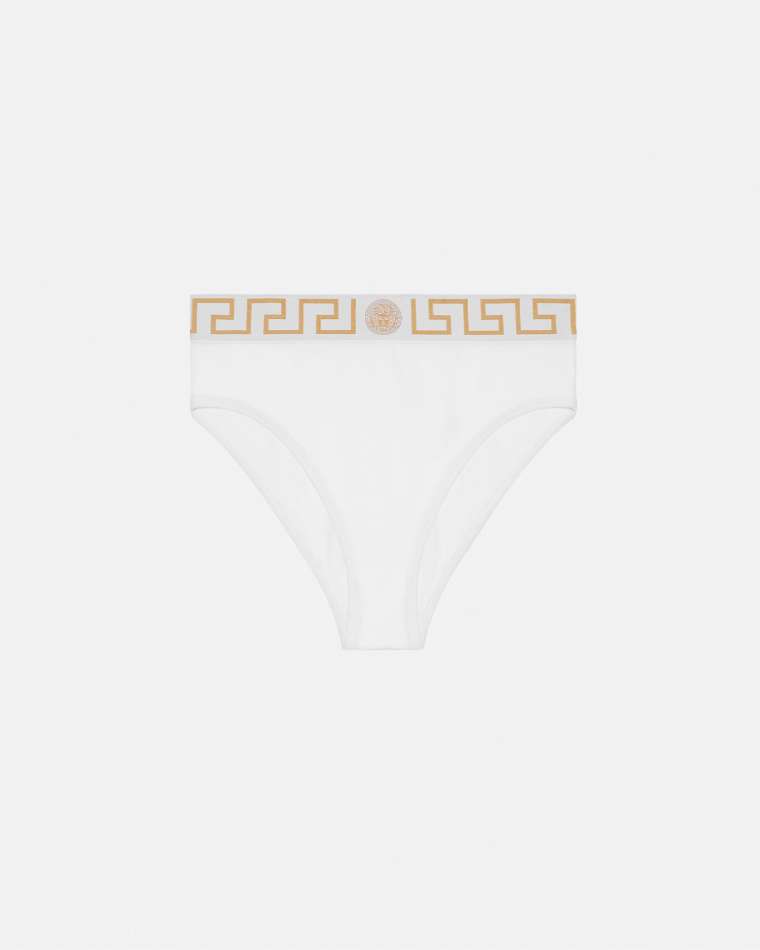 Versace Greca Border High Waist Briefs In Blanc