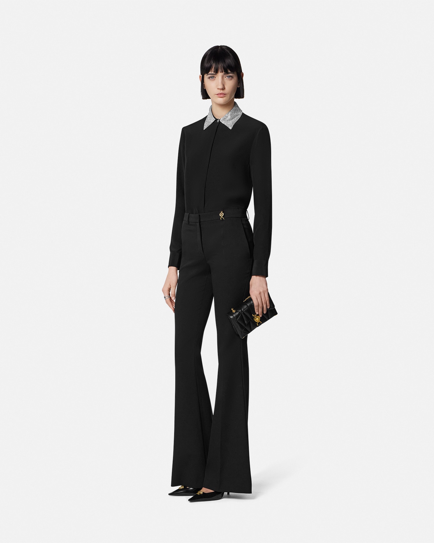 Crystal Silk Crêpe Fitted Shirt