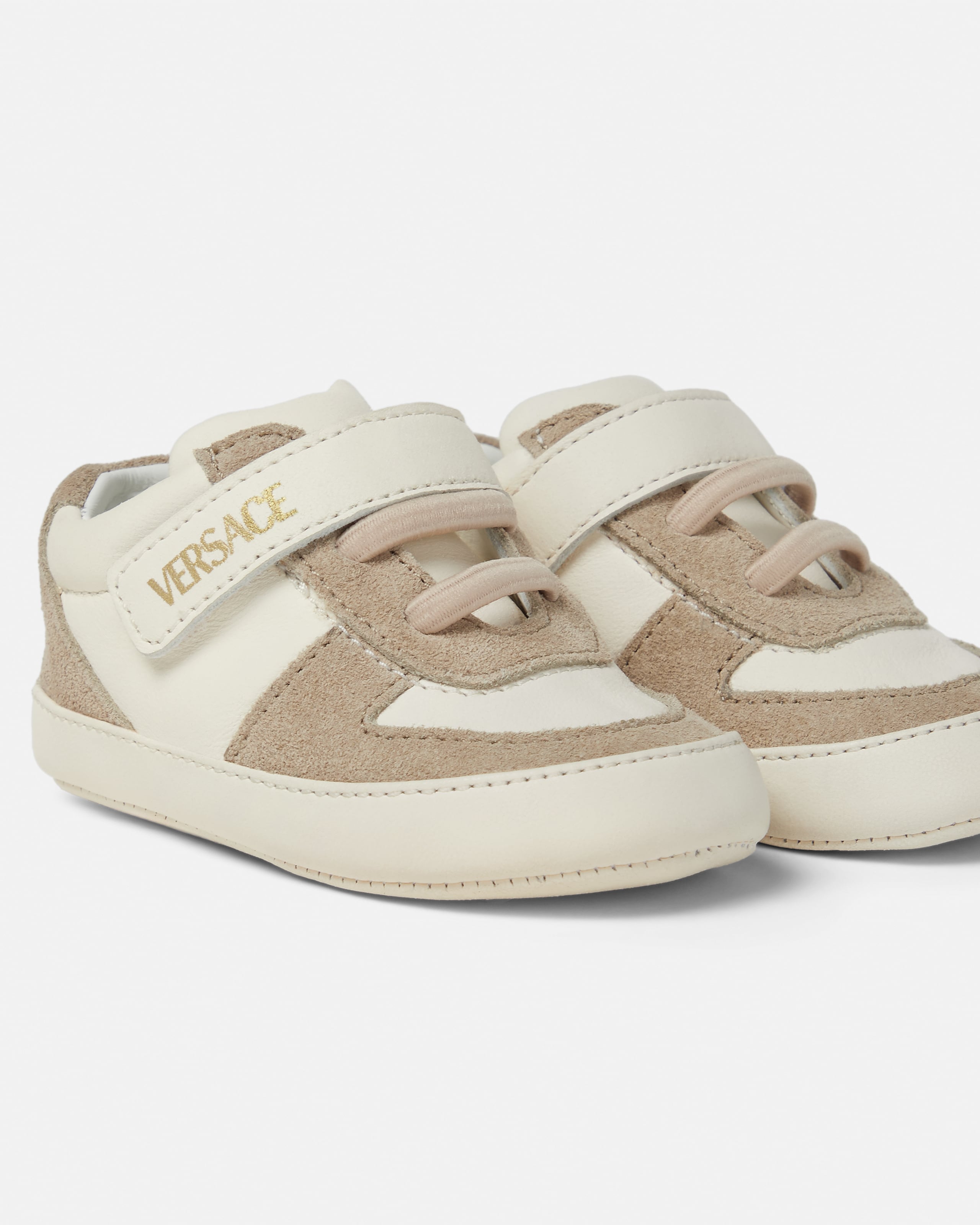Versace Baskets En Cuir Baby In Sand