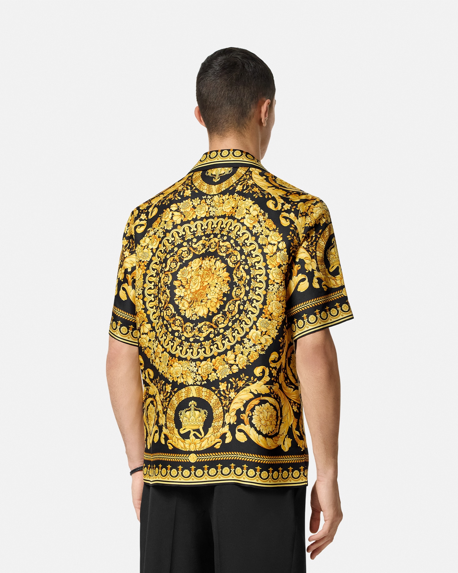 VERSACE COLLECTION　 ブラック　シャツ サイズ：41/16 Printed Silk Twill Shirt Black,Print | VERSACE