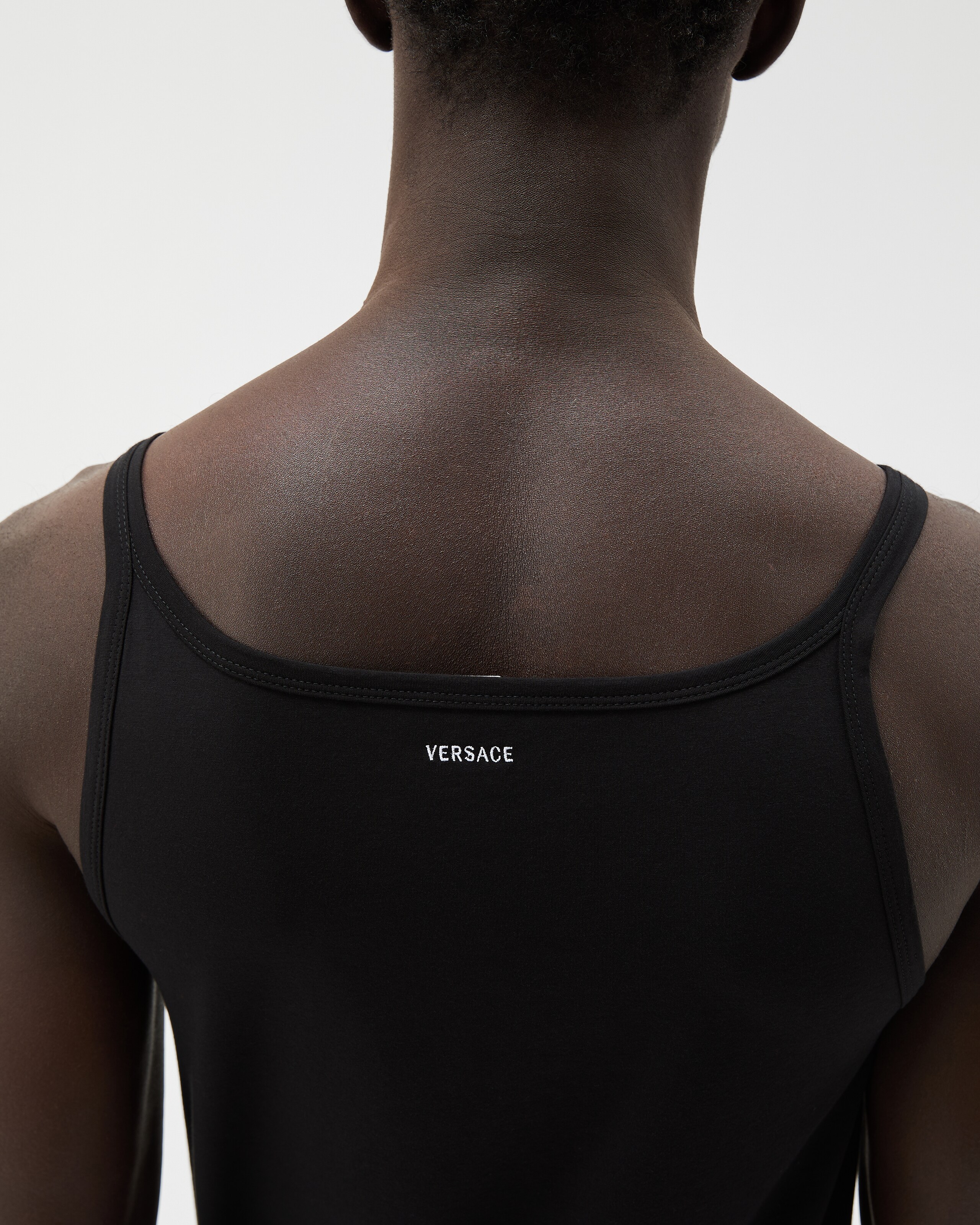 Embroidered Cotton-Jersey Tank Top Black | VERSACE US