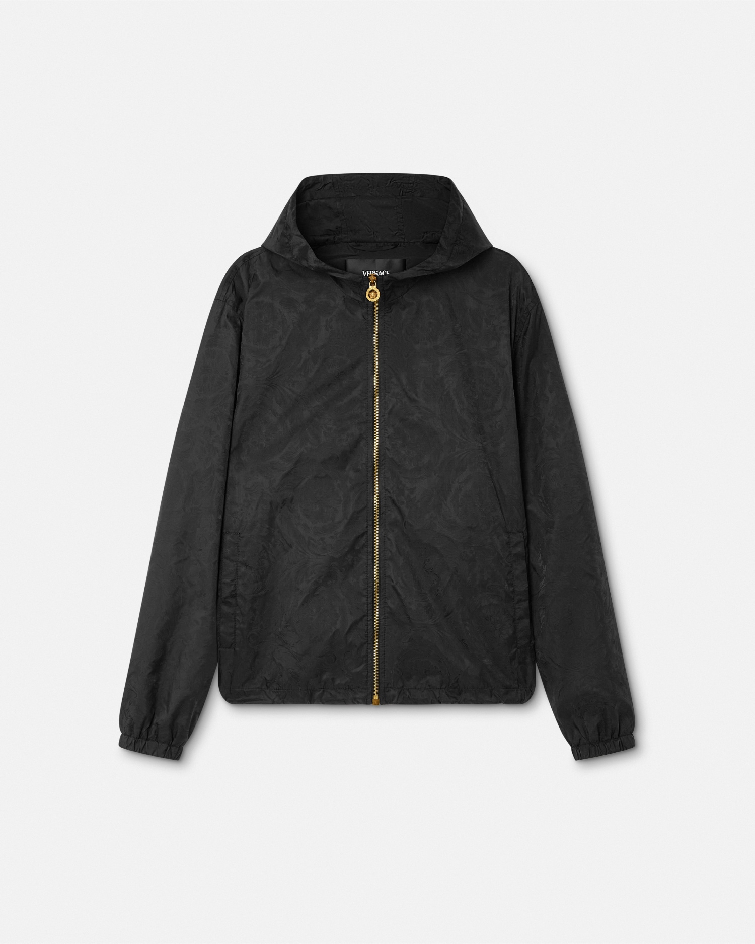 Jacquard Windbreaker Jacket Black | VERSACE US