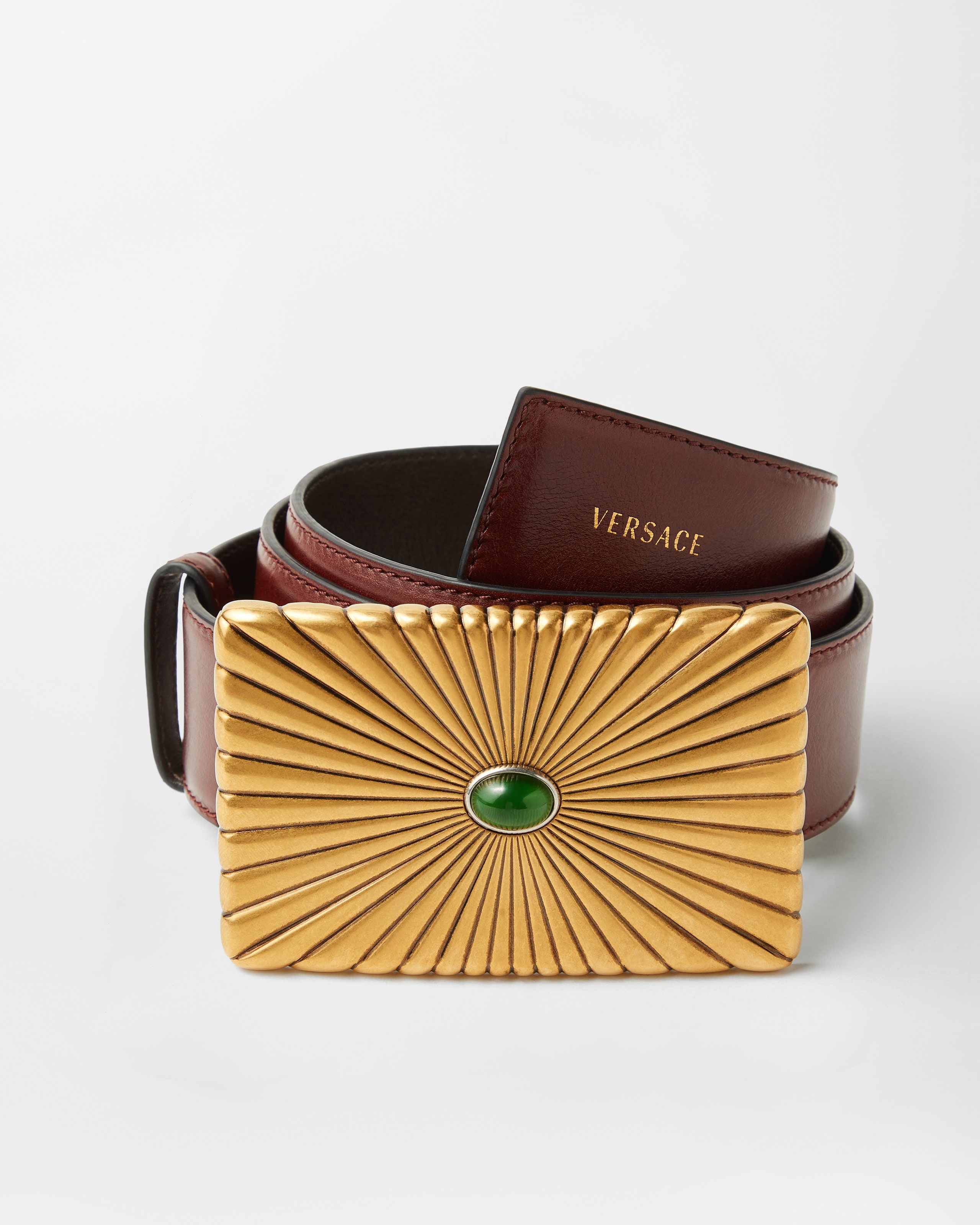 Versace Leather Belt 4 Cm In Brown