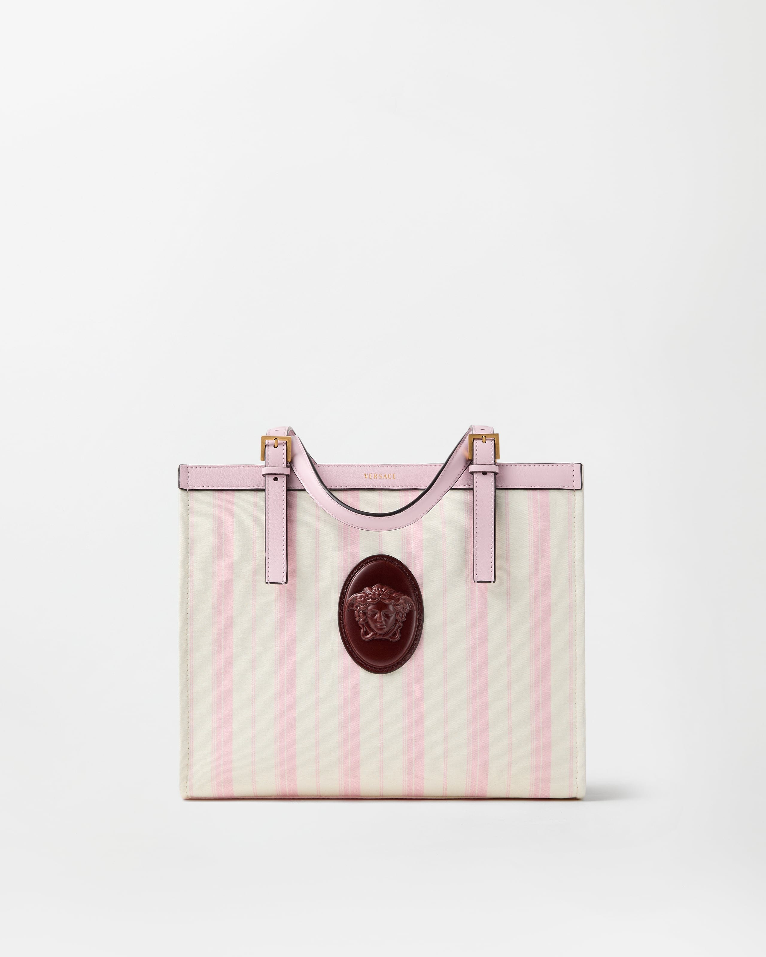 Versace Rivière Printed Canvas Tote In Pink