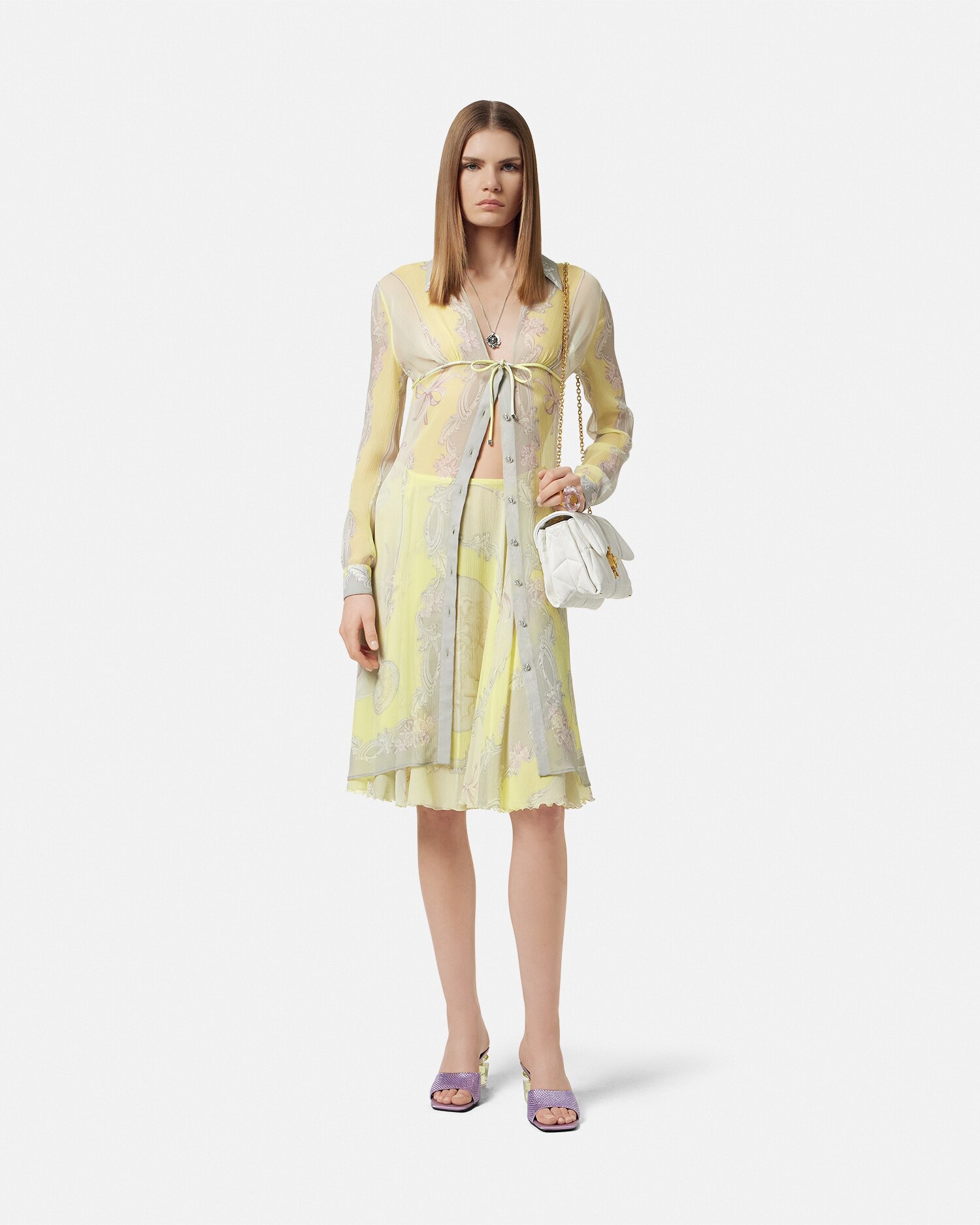 VERSACE JUPE MI-LONGUE CAMEO FLUIDE EN CRÊPE DE SOIE