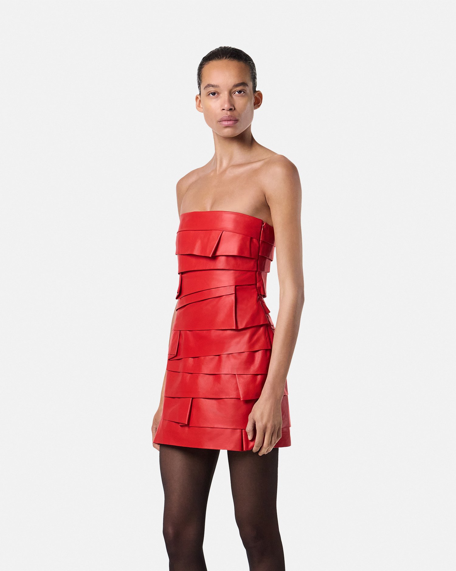 Strapless Leather Mini Dress