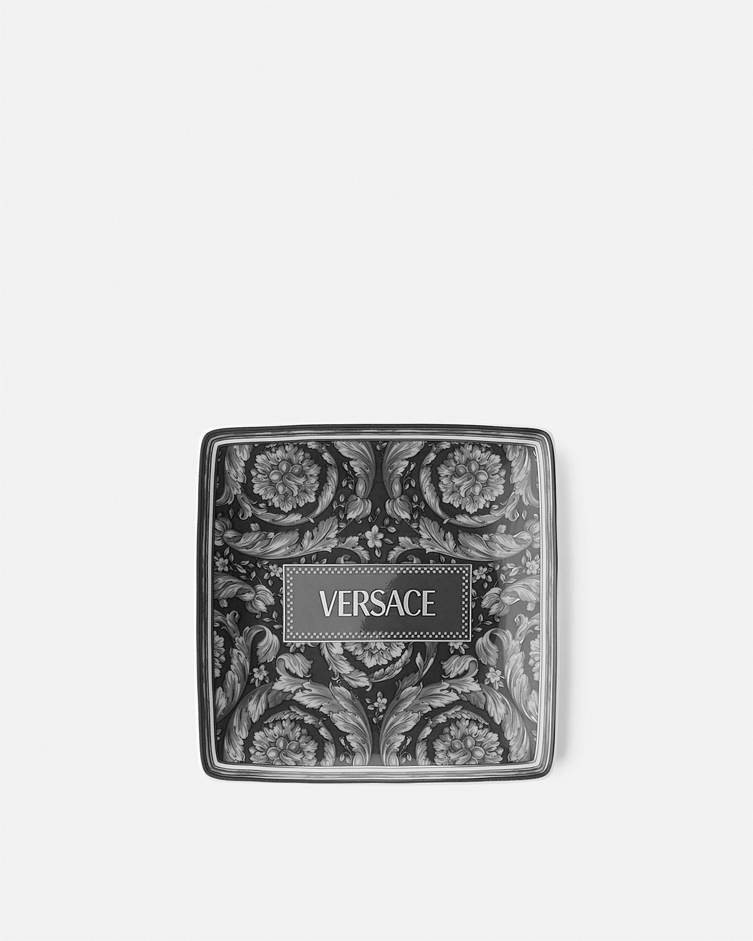 Versace Assiette Carrée Barocco 11,5 Cm In Noir
