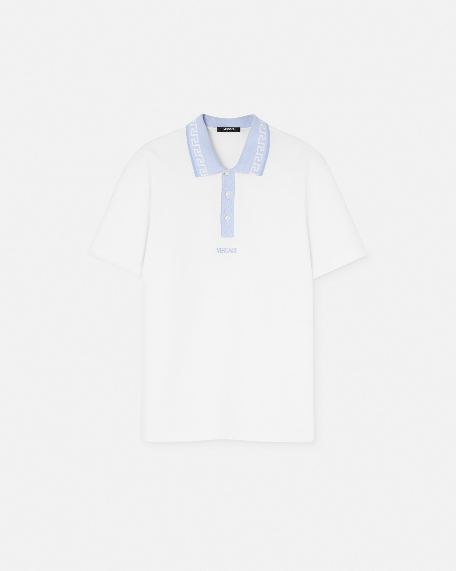 Versace Greca Collar Polo Shirt In White