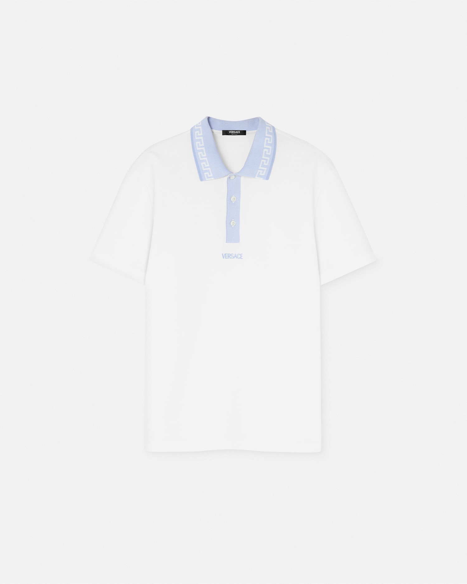 Versace Greca Collar Polo Shirt In White