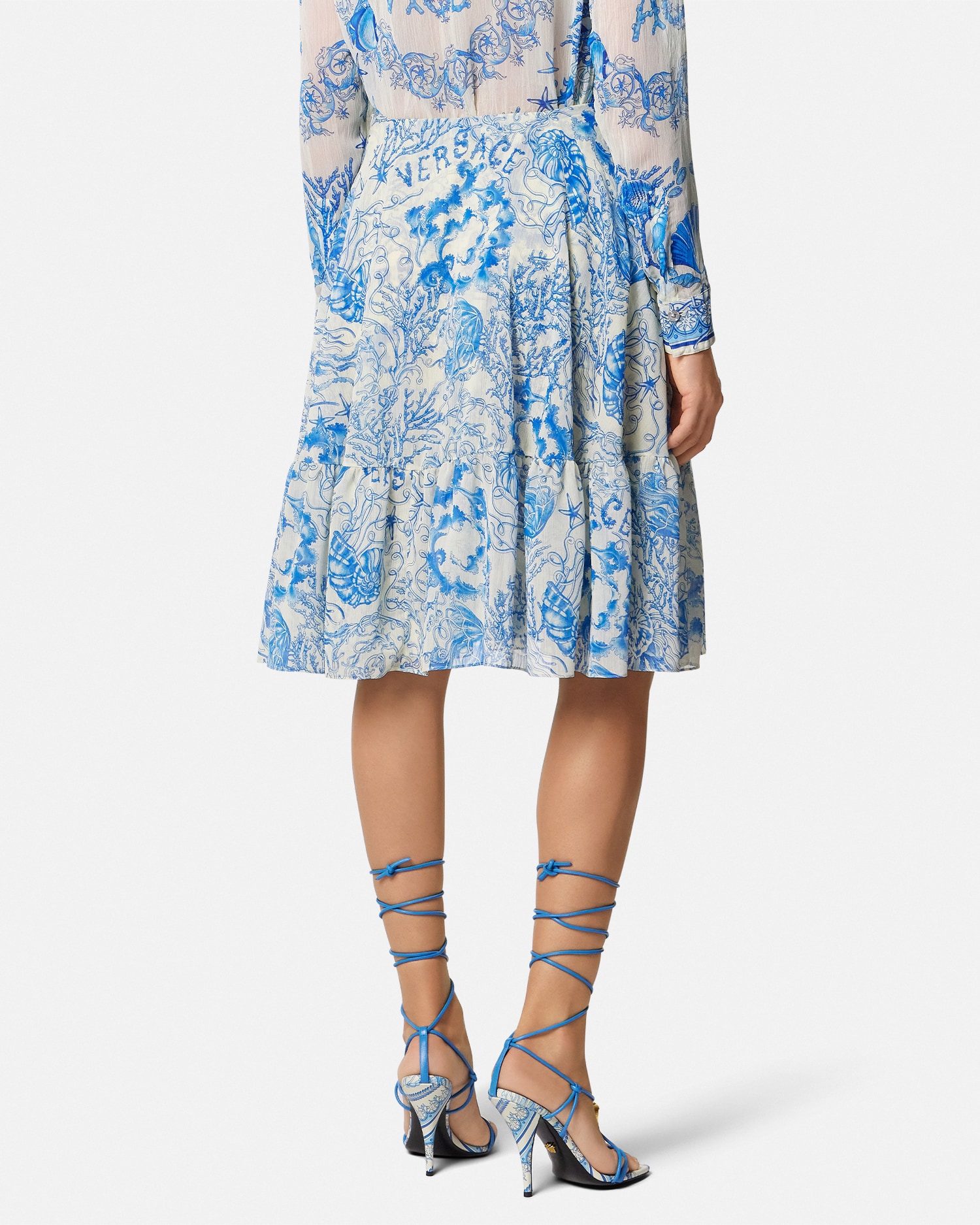 Underwater Barocco Crêpe Flowy Midi Skirt
