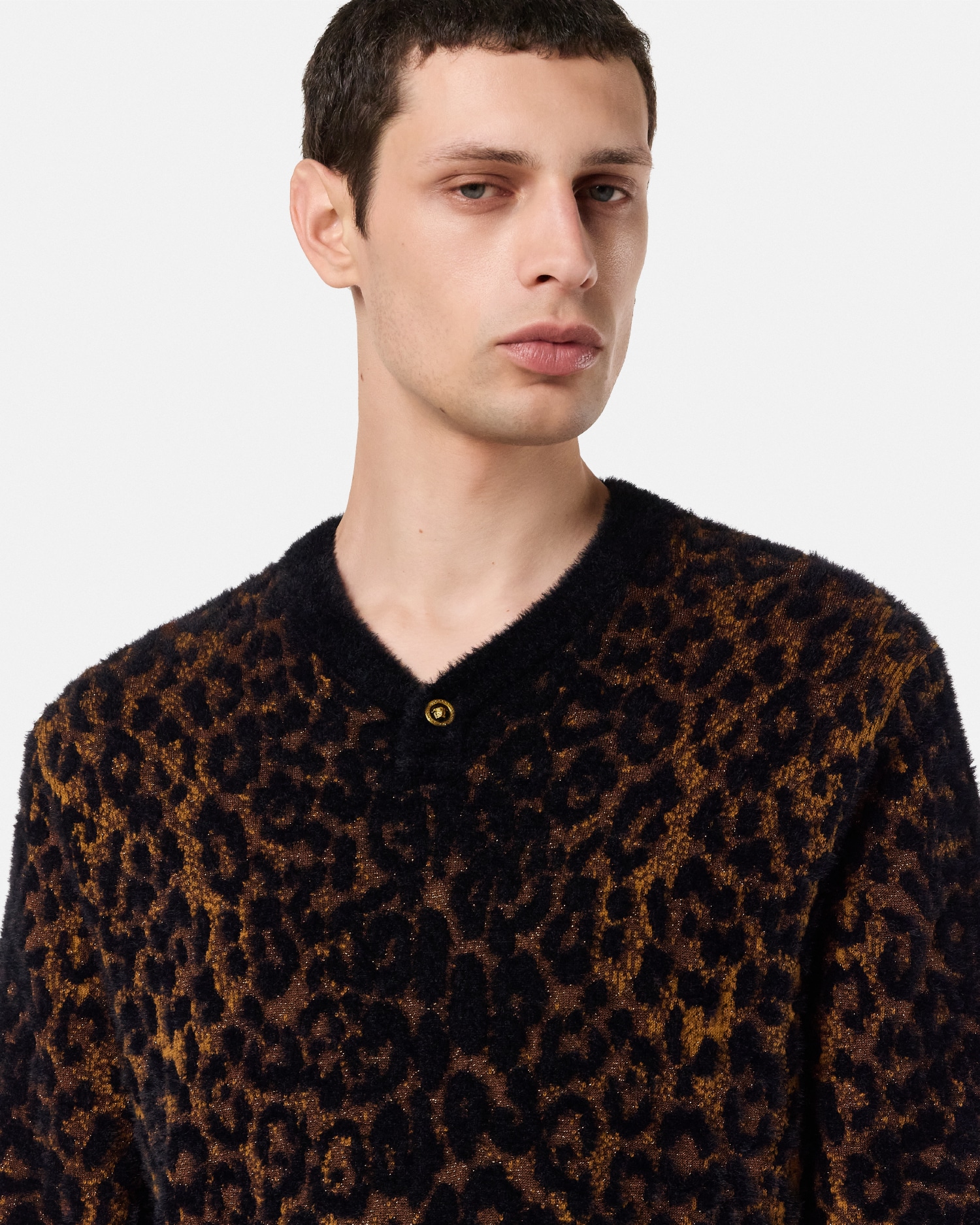 Leopard Jacquard Chenille Knit Sweater