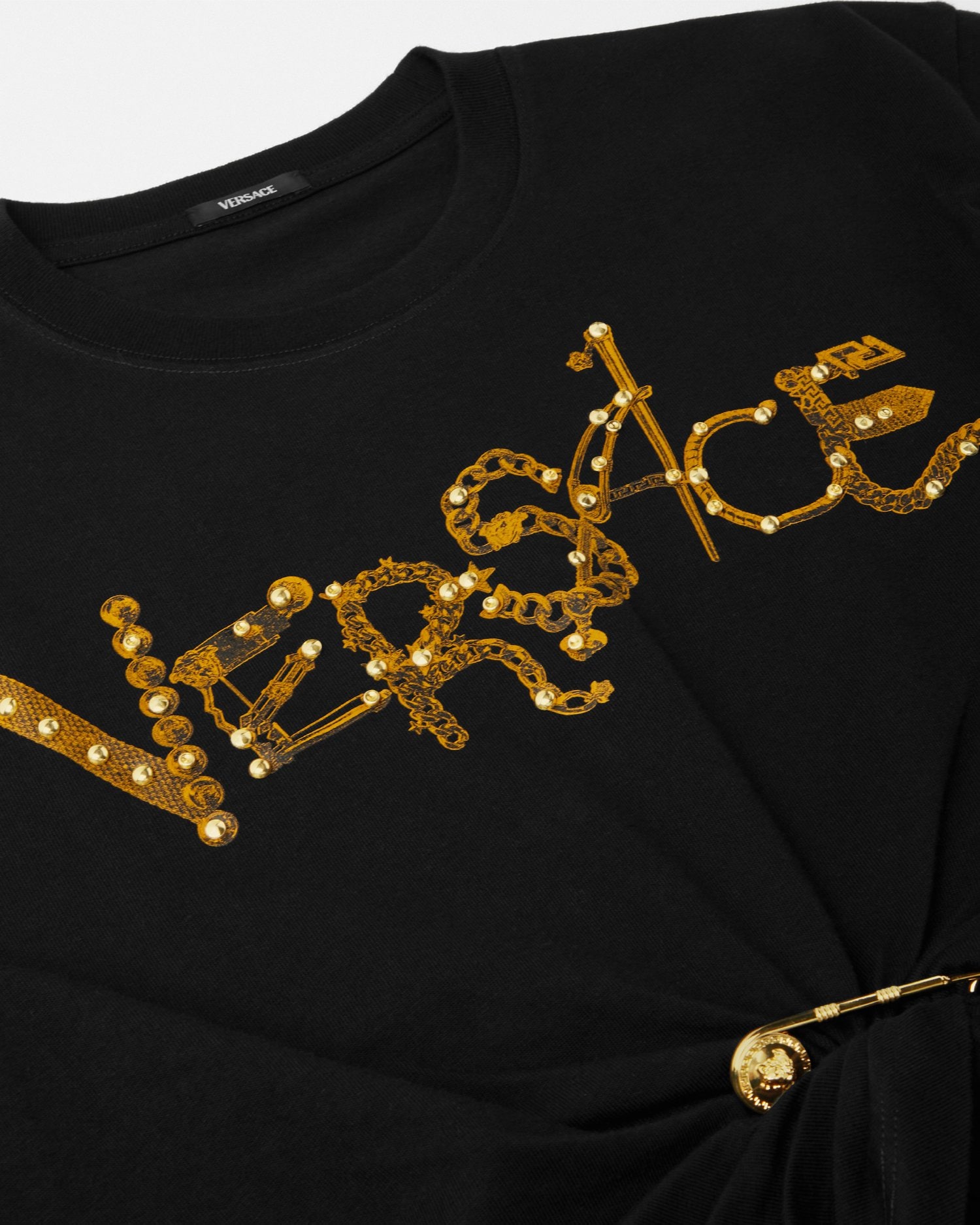 Studded Safety Pin Crop T-Shirt