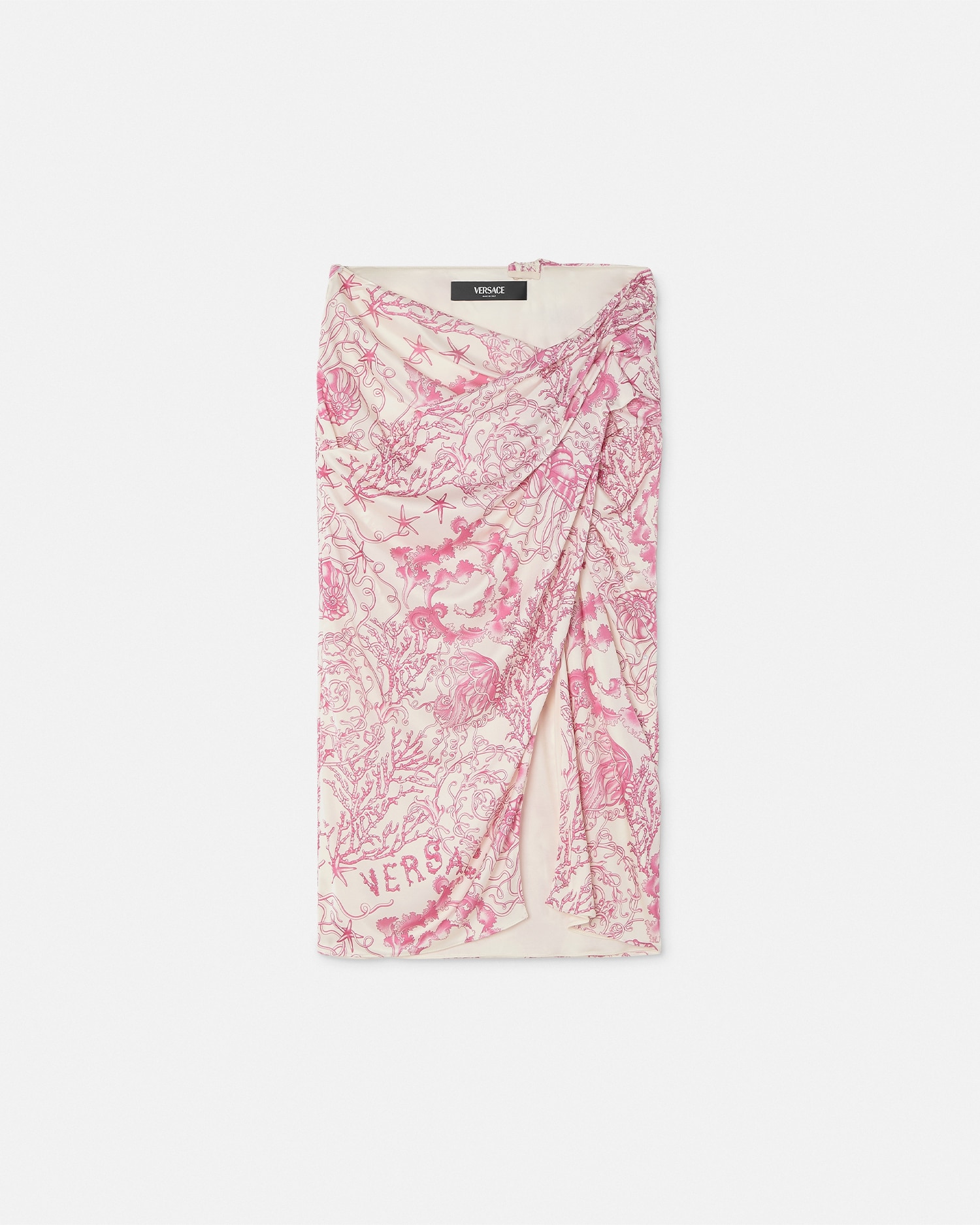 Versace Underwater Barocco Draped Midi Skirt