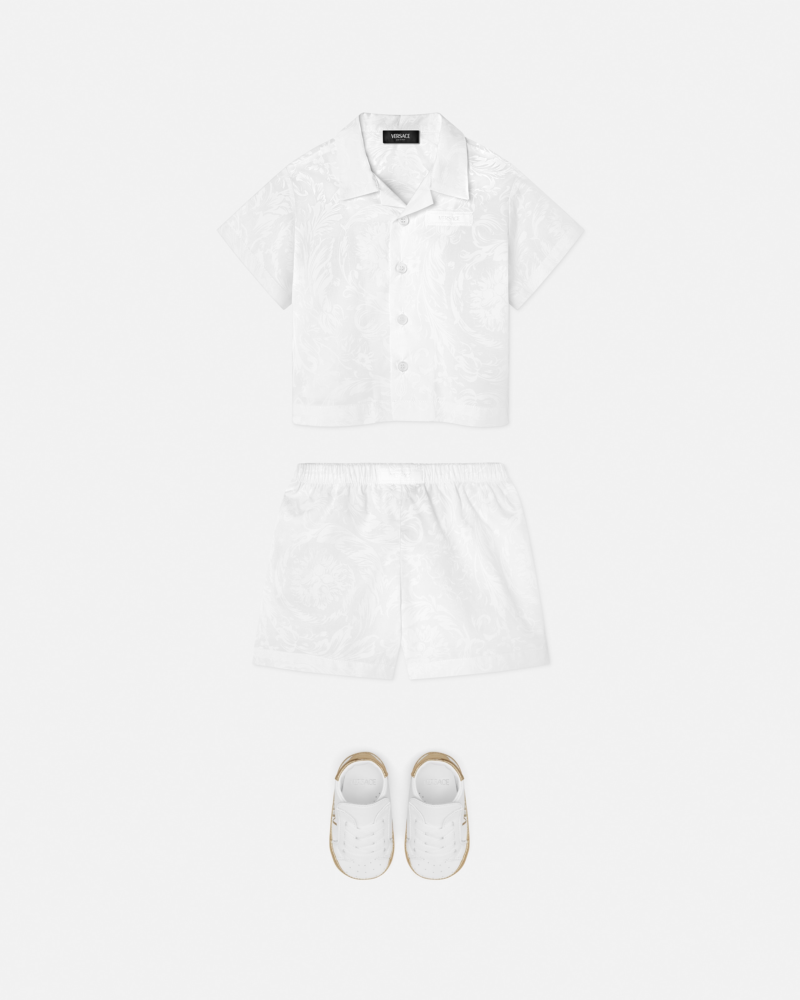 Versace Baby Jacquard Cotton-poplin Shirt Set In White
