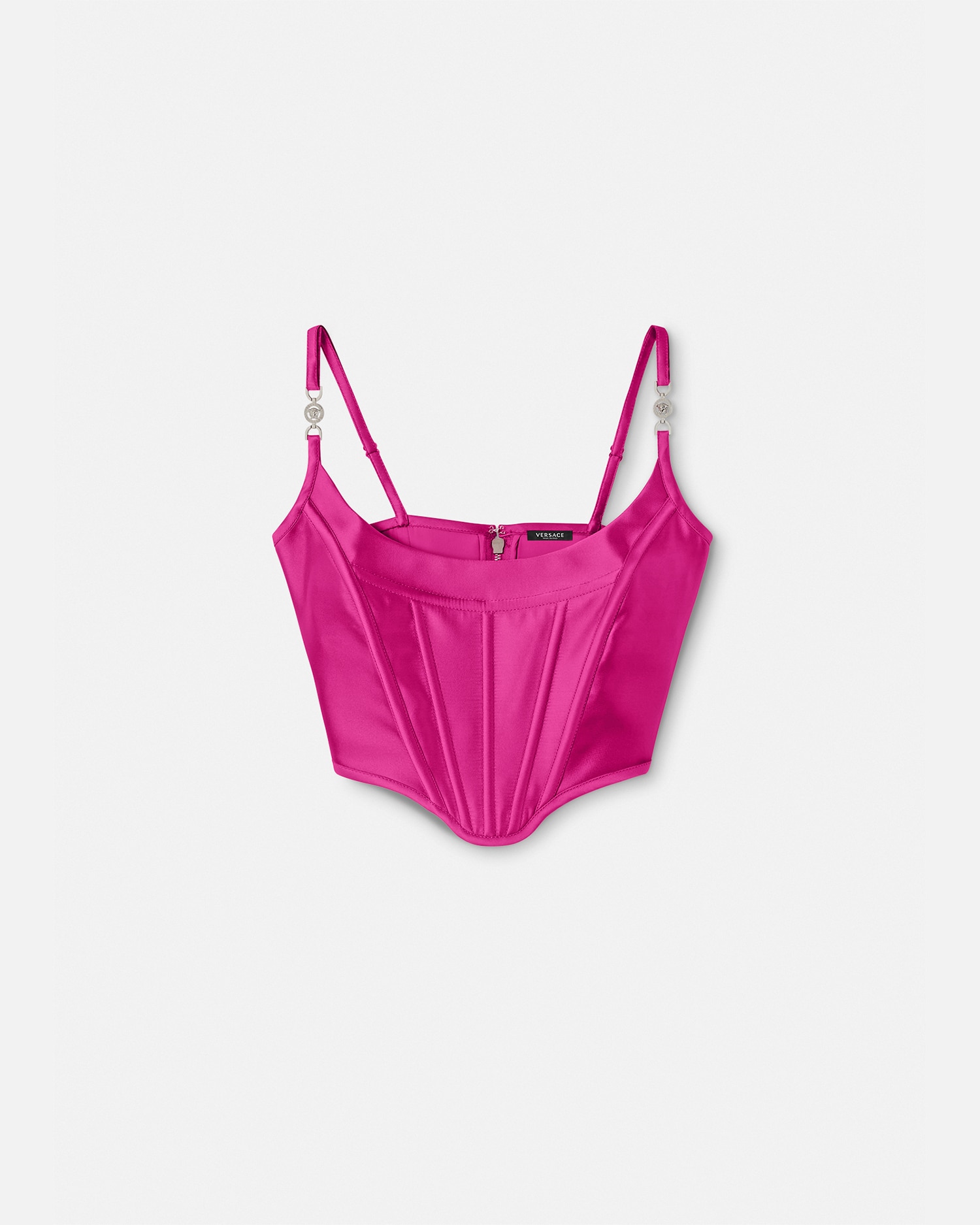 Versace Abbigliamento Medusa '95 Satin Corset Top In Fuchsia