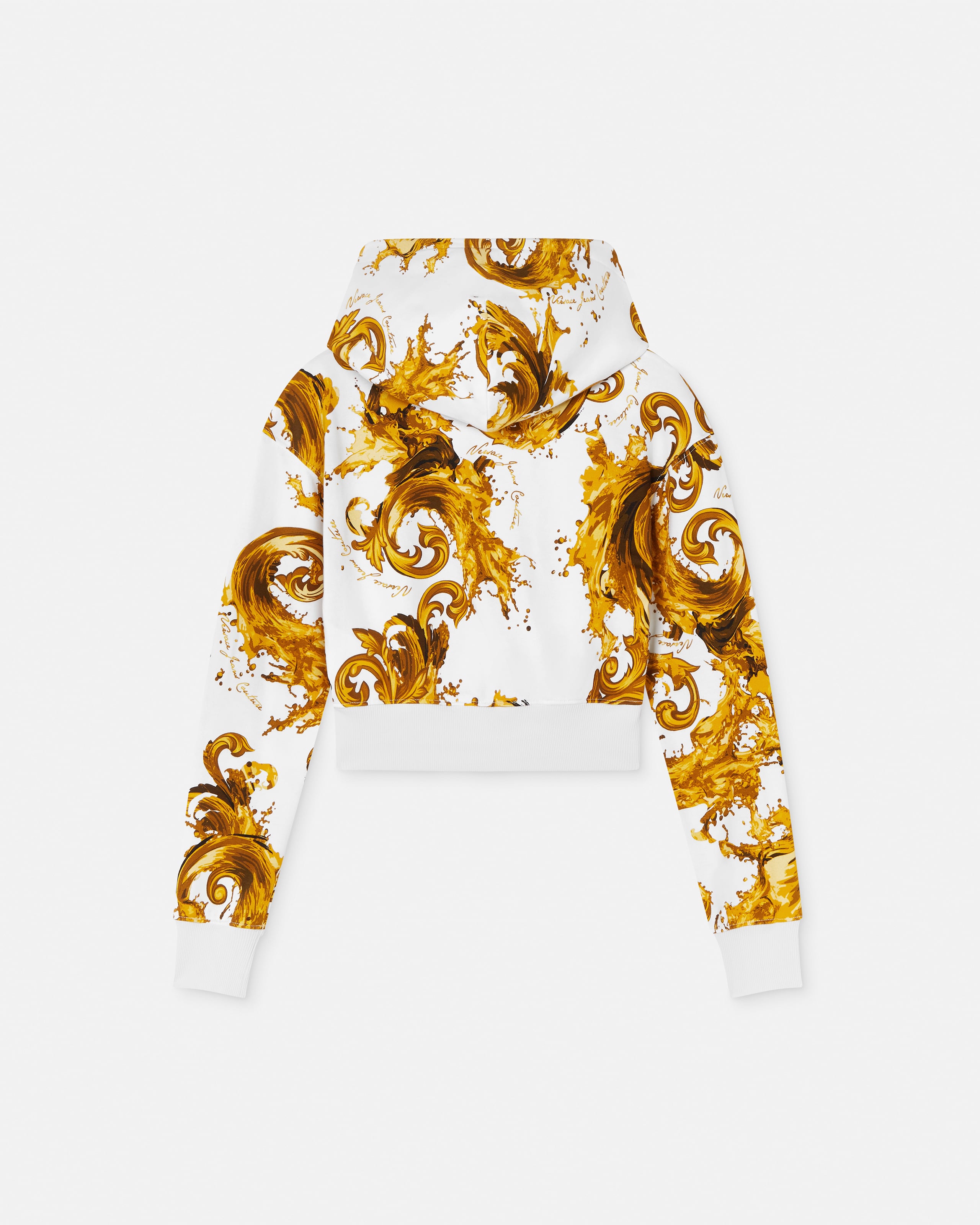 Printed Cotton-Jersey Crop Hoodie | VERSACE UK