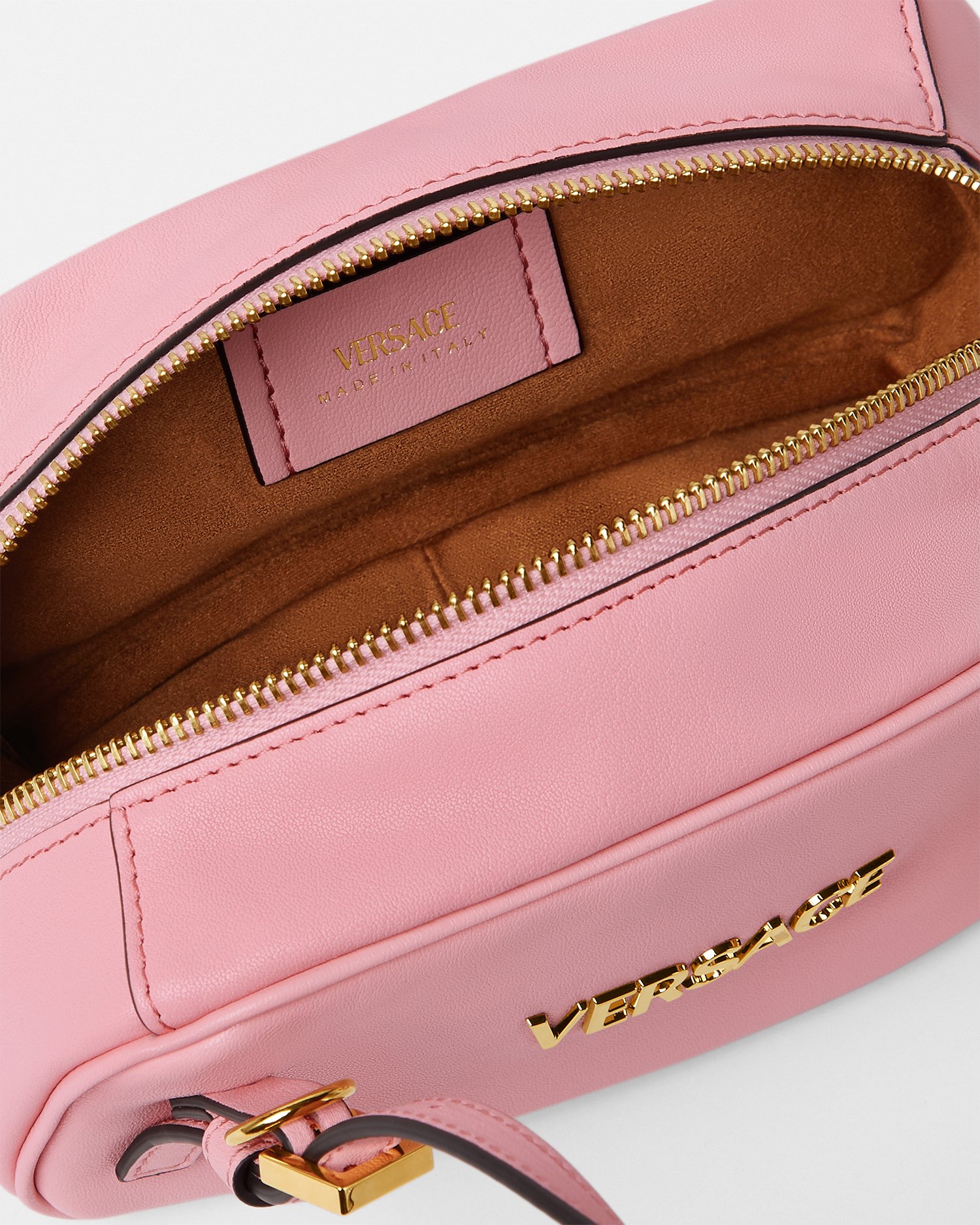 Versace Tag Nappa Bowling Mini Bag Pink | VERSACE US