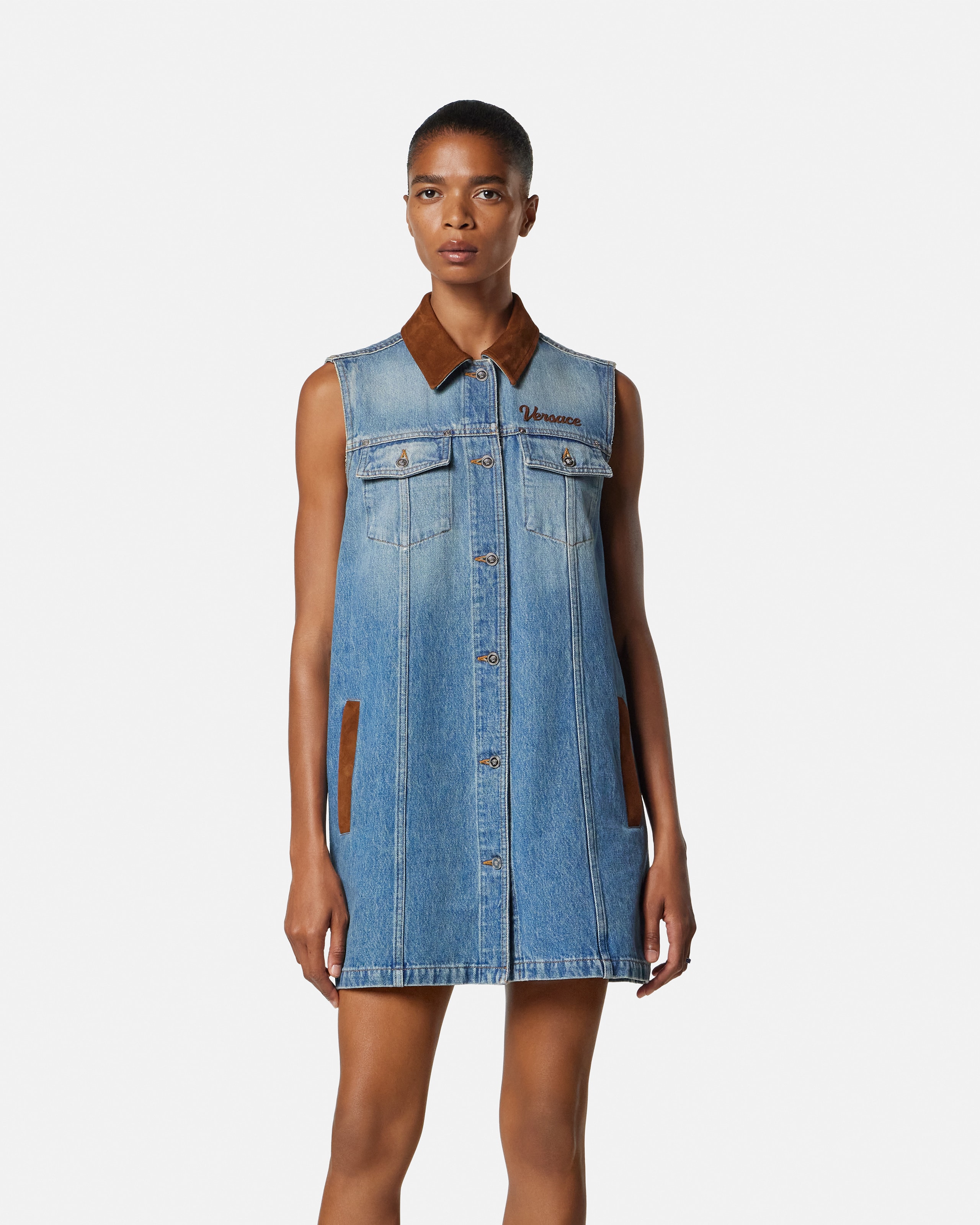 Denim A-Line Dress Blue | VERSACE