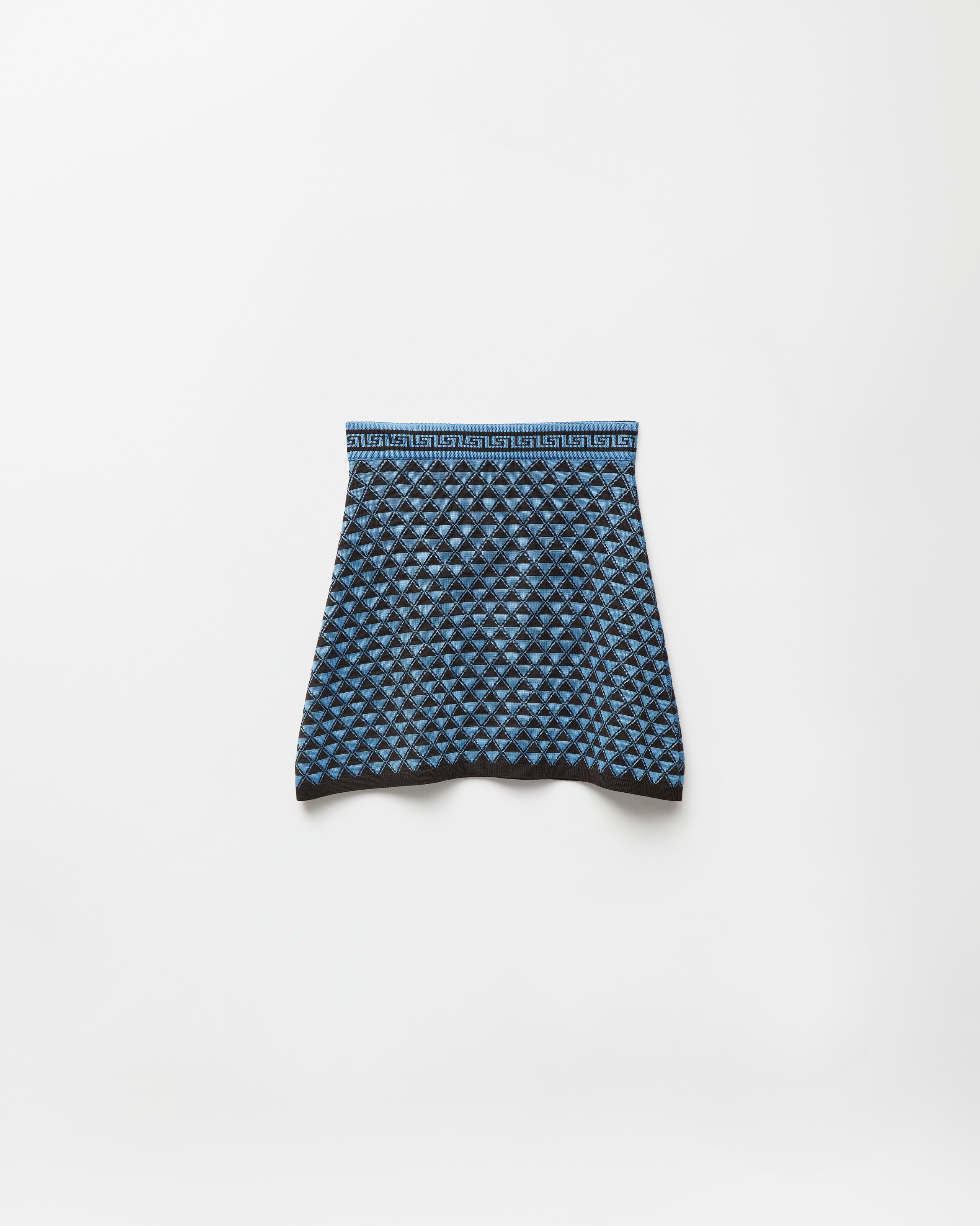 Versace Jacquard Wool & Viscose Knit Mini Skirt In Brown+dv Blue