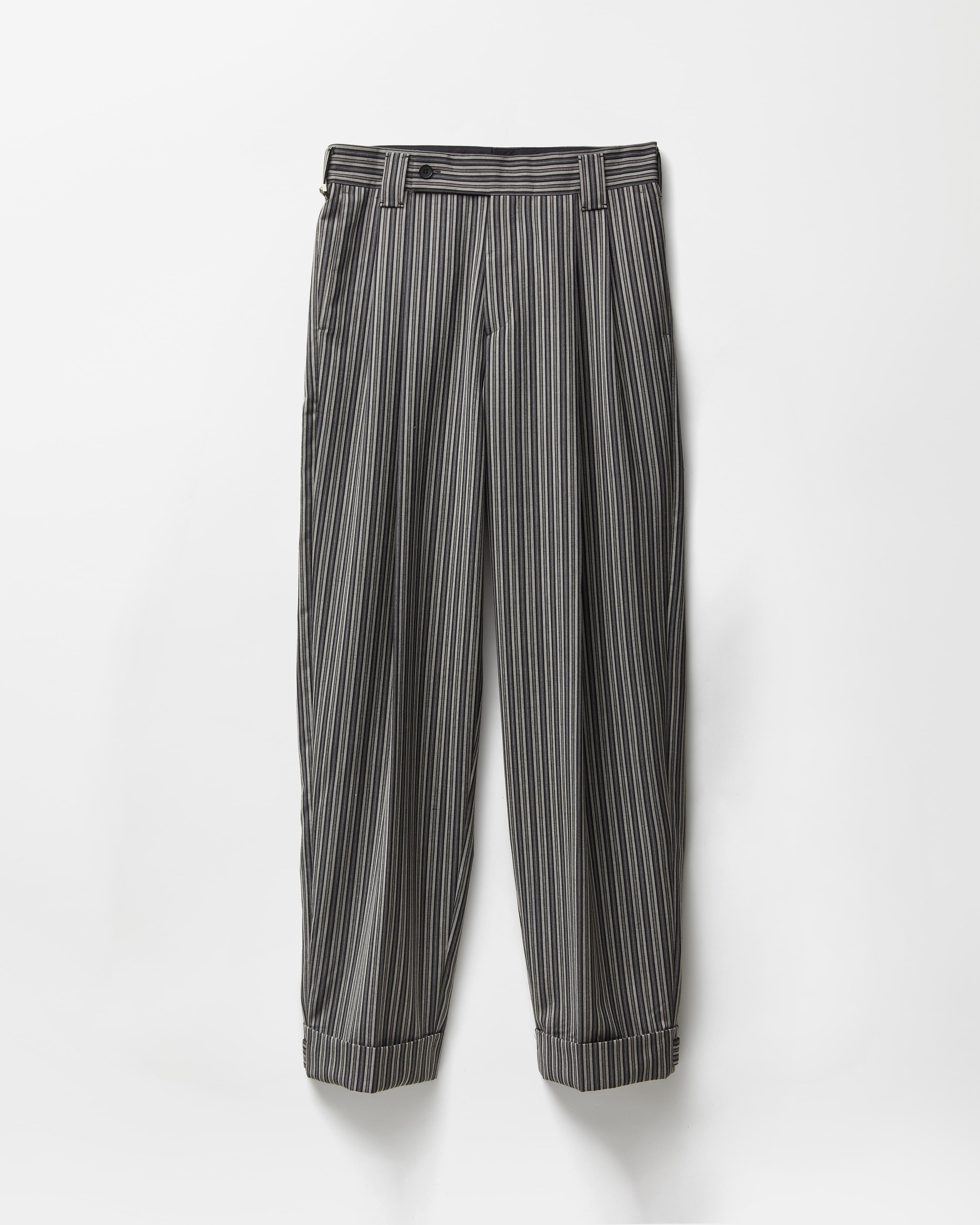 Versace Pinstripe Wool Oversized Pants In Gray