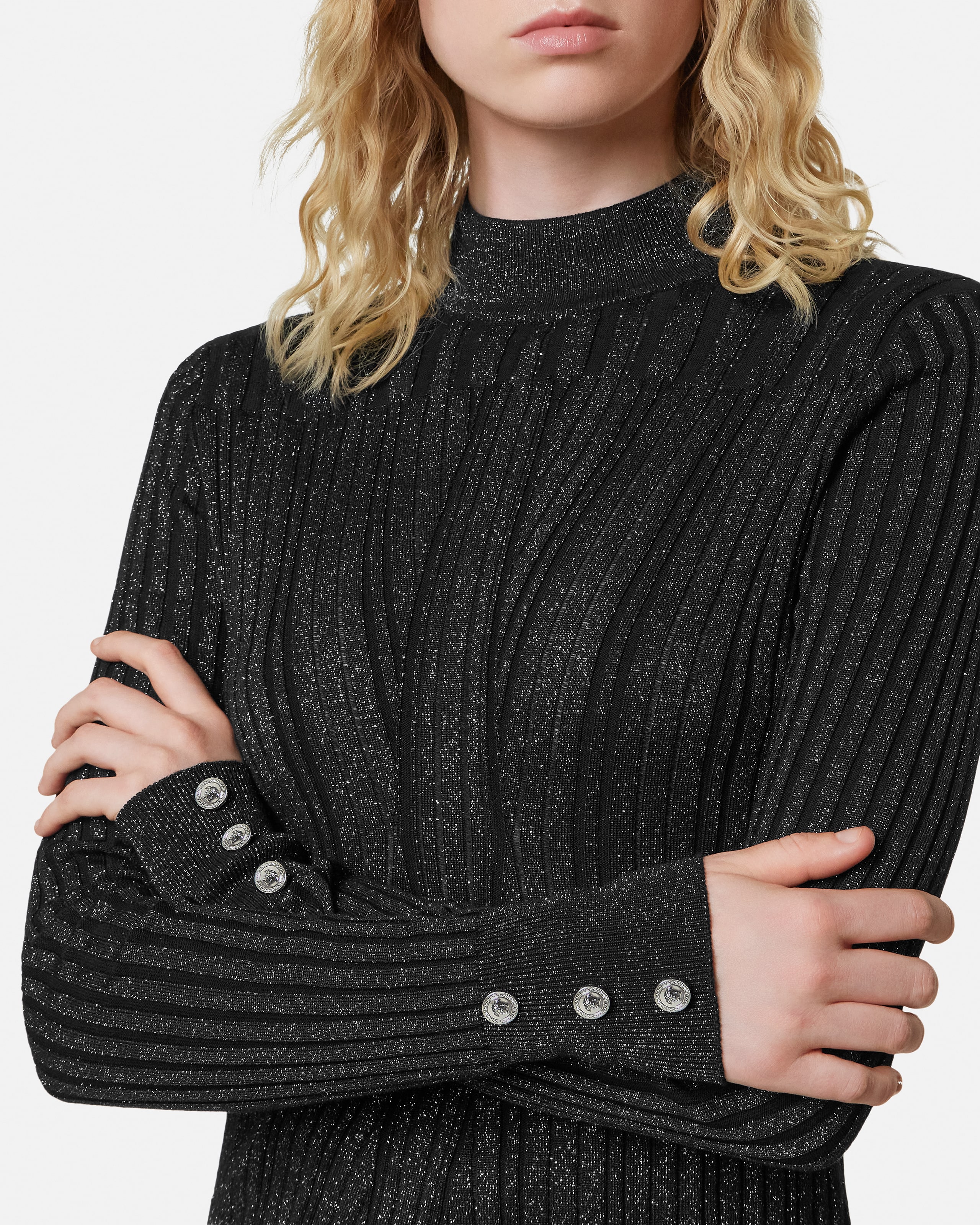 Lurex-Blend Ribbed Knit Top
