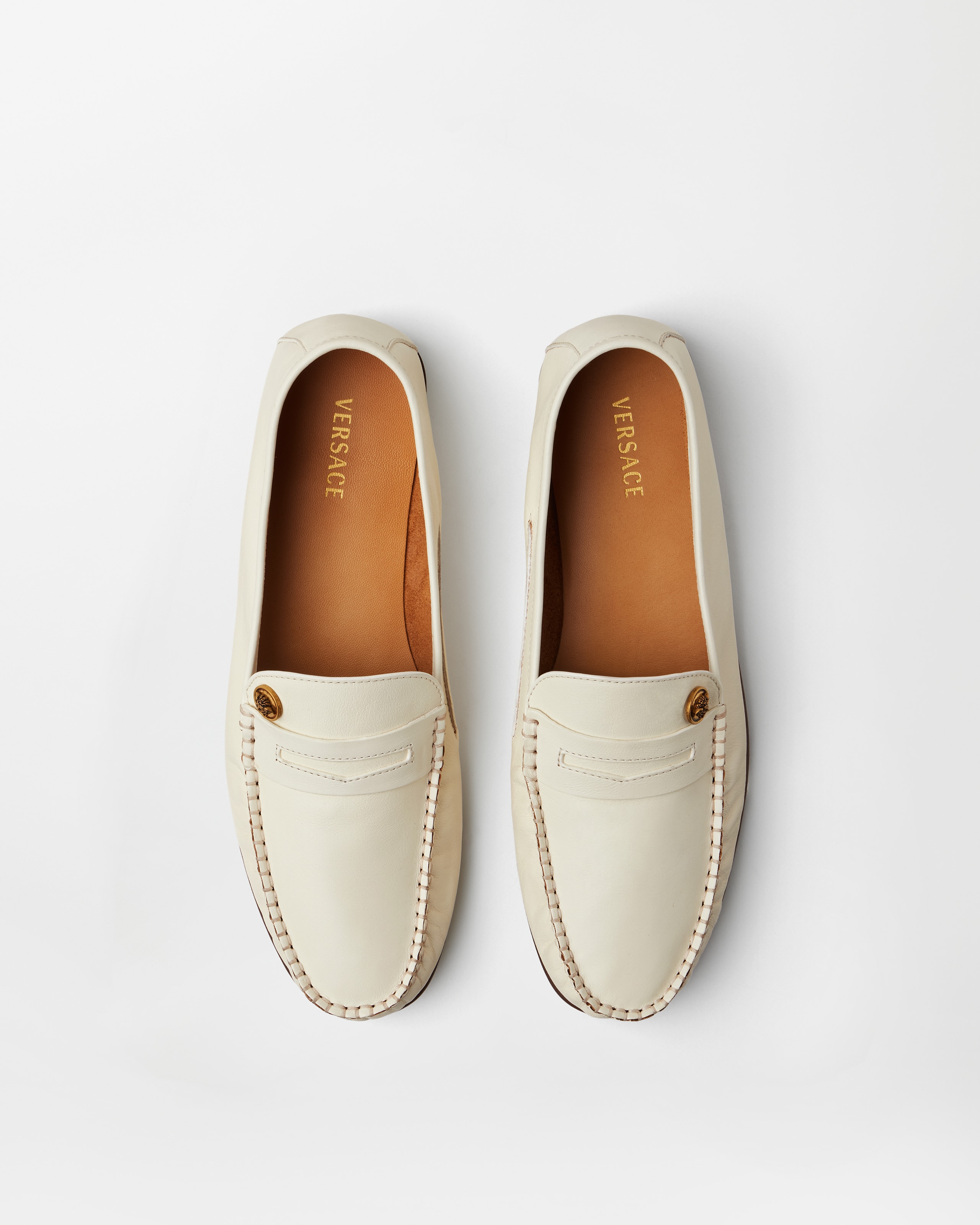 Versace Guanto Leather Loafers In Multi