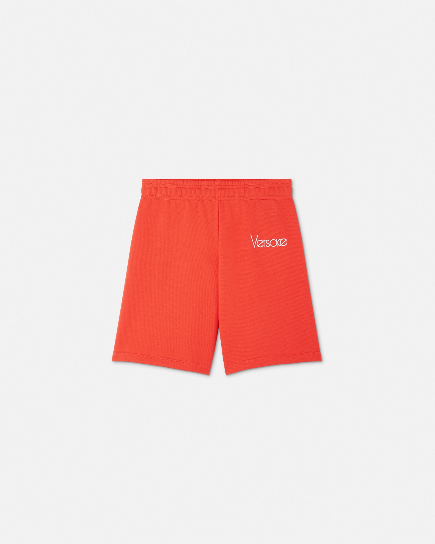 Versace Logo Kids Sweat Shorts In Rouge