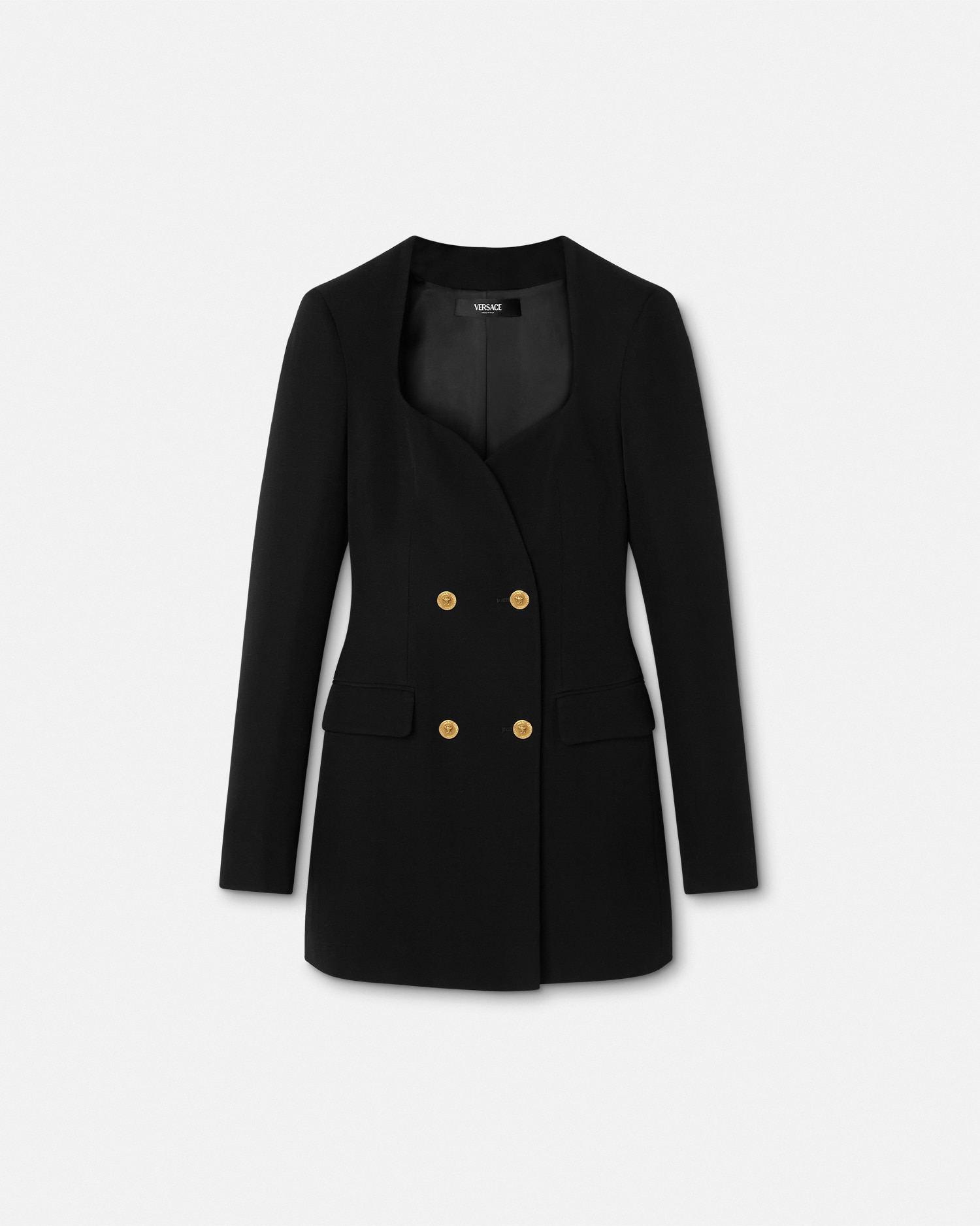 Versace Wool Double-breasted Blazer Dress In Black